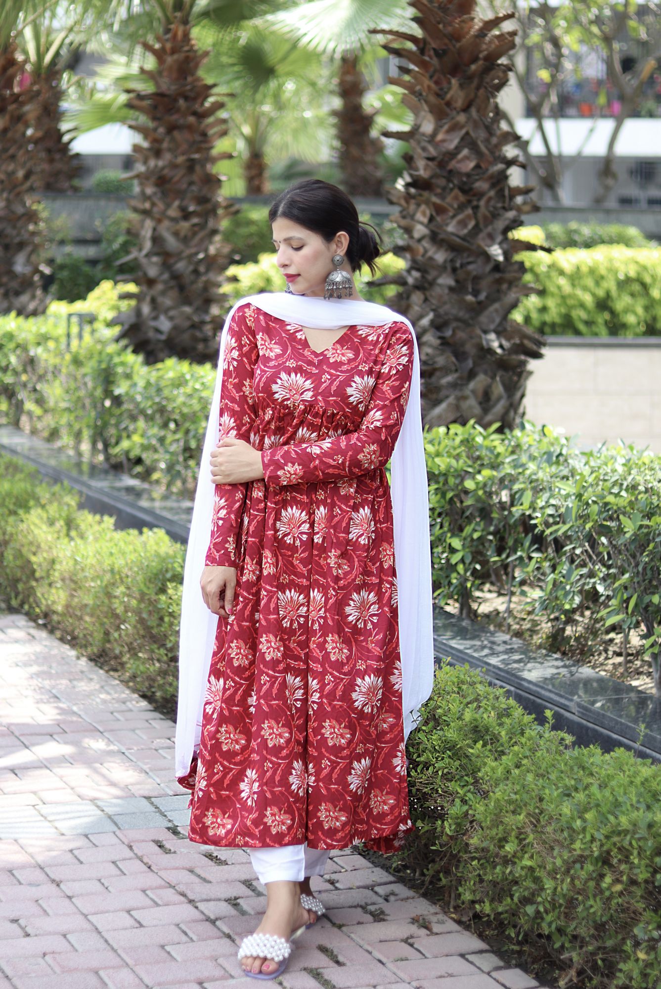 RED COTTON FLORAL SUIT SET