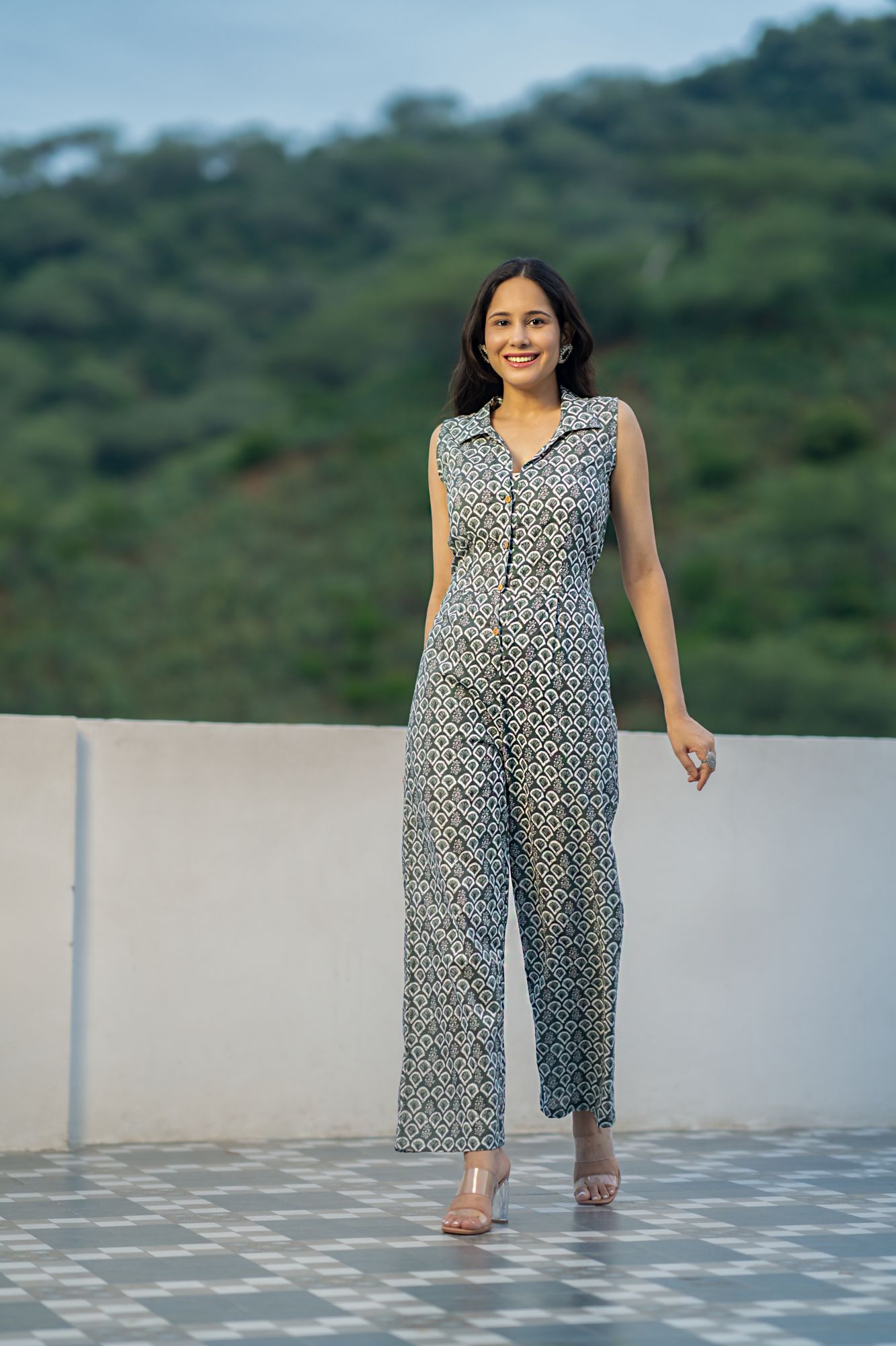 CHIC GREY COTTON JUMPSUIT