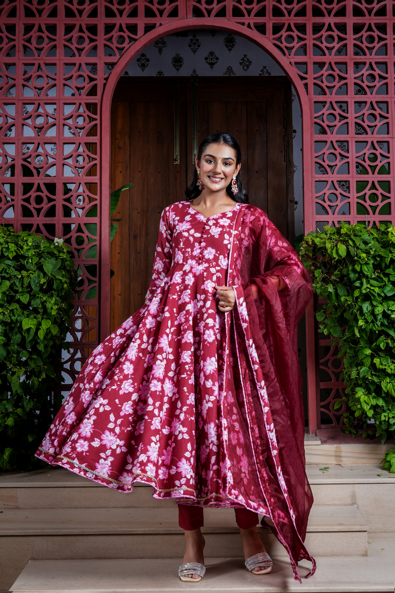 MANIKA MAROON COTTON FLAIR