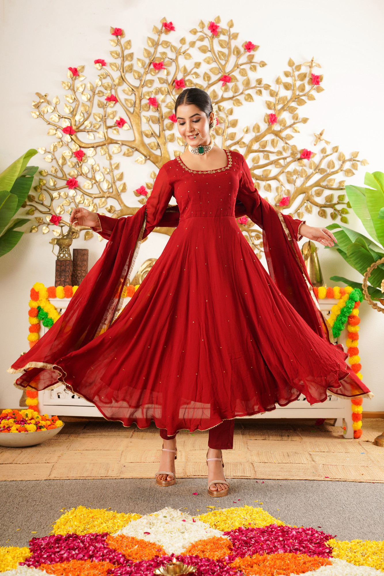 ZYRA MAROON ANARKALI SET