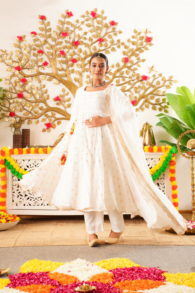 Image of VIORA EMBROIDERED SILK ANARKALI SET