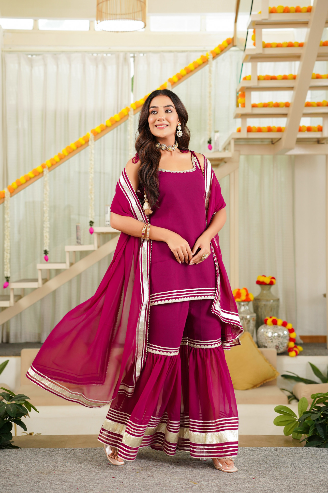 CLARA WINE SHARARA SET