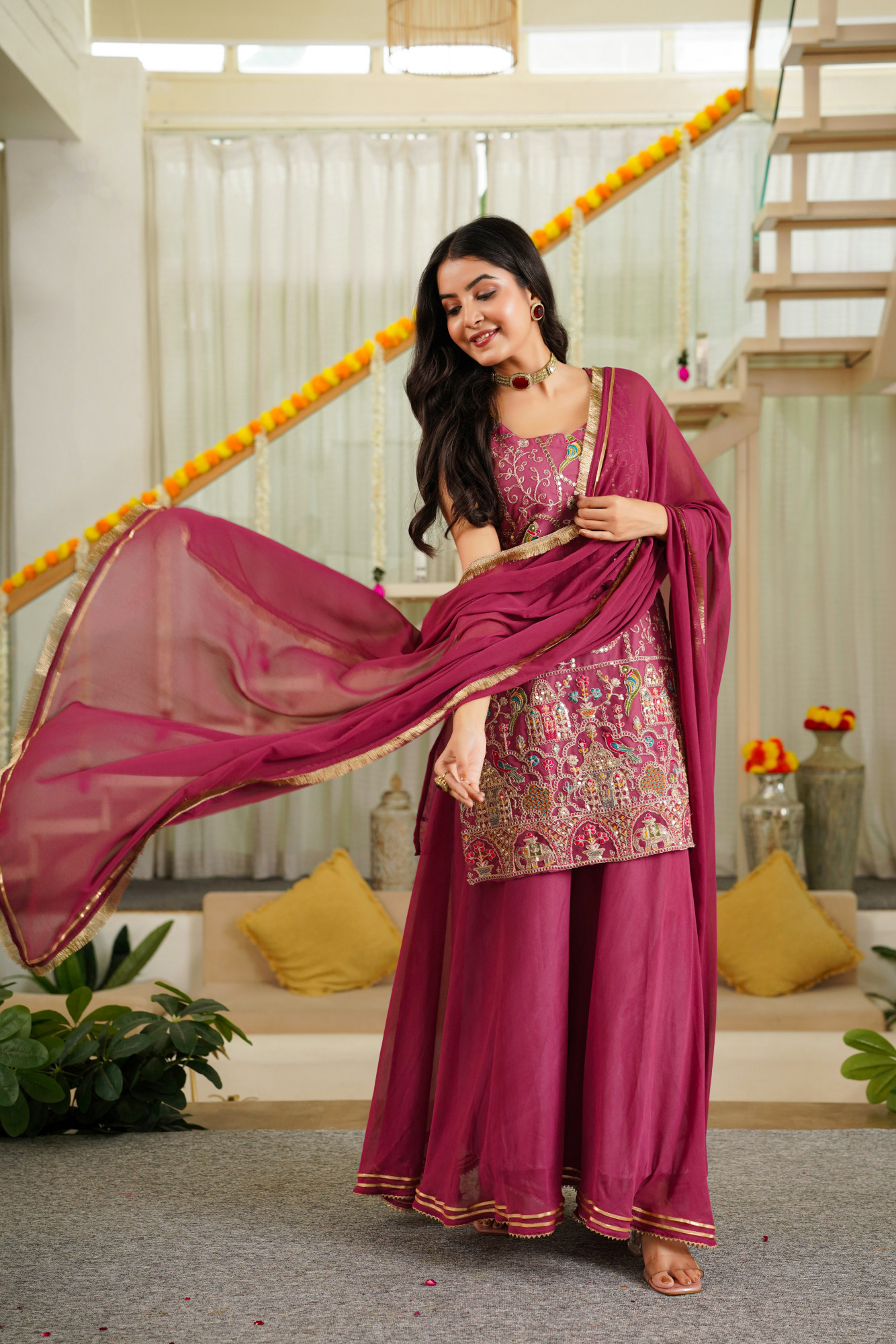 FLEURA MAUVE SHARARA SET