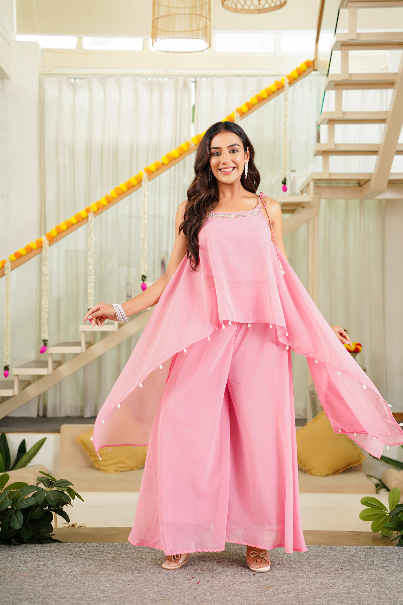 FLOYRA PINK SHARARA SET