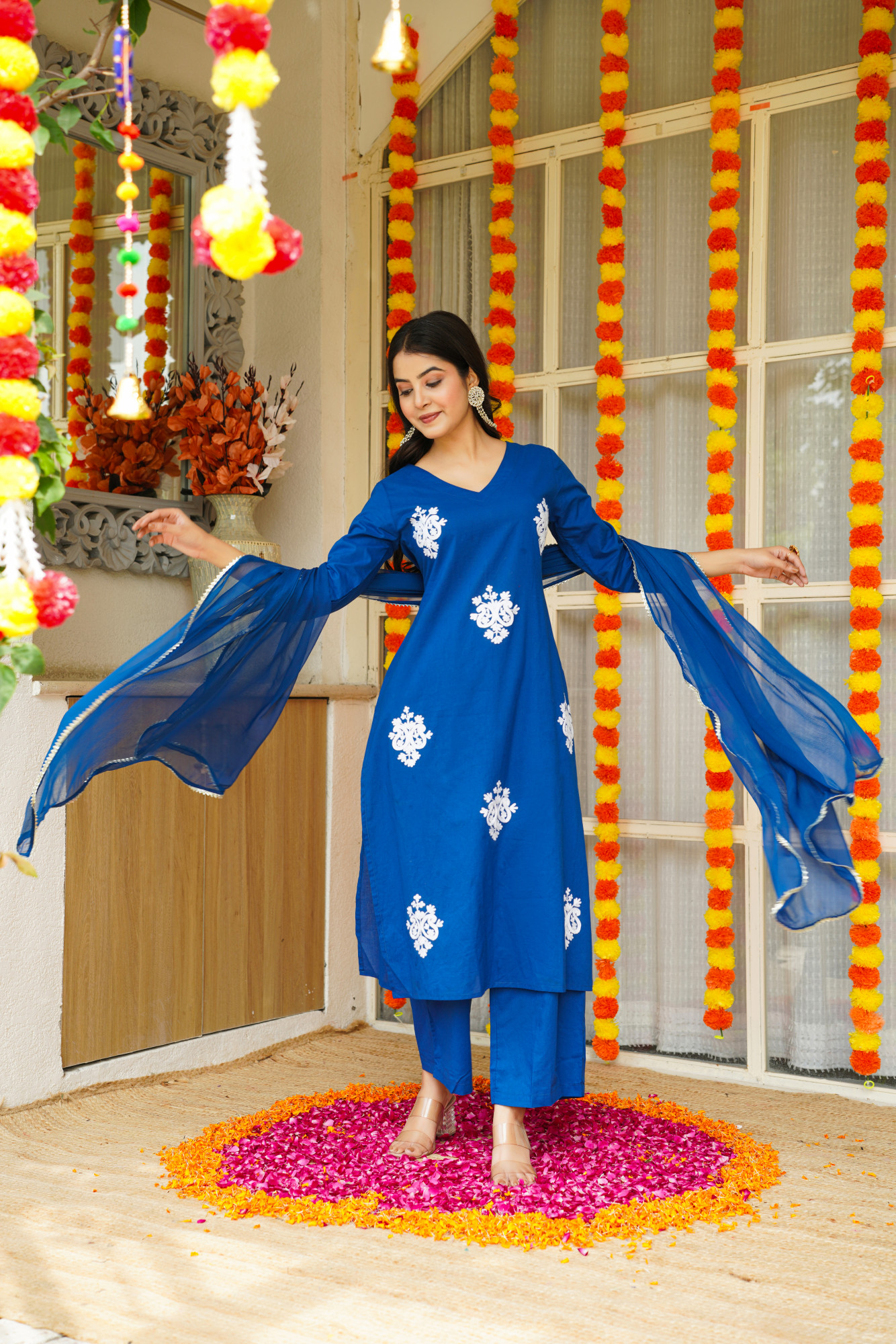 ROYAL BLUE AARI KURTA SET
