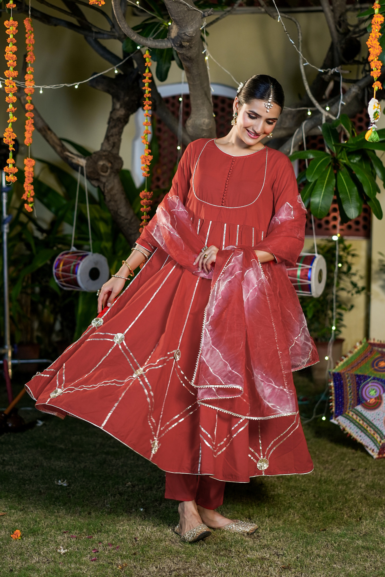 ELIRA RADIANT RED ANARKALI SET