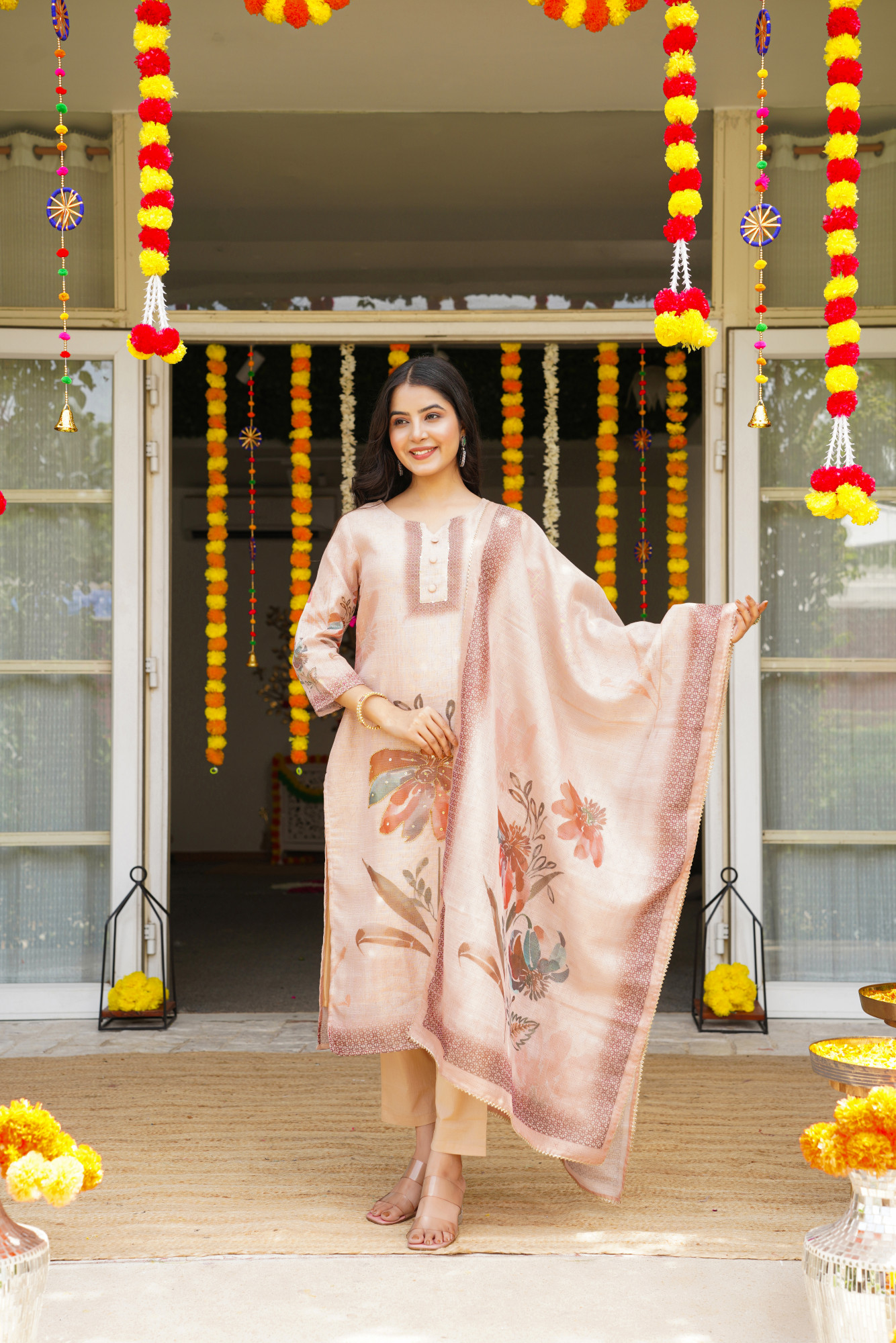 BEIGE GRACE JUTE KURTA SET