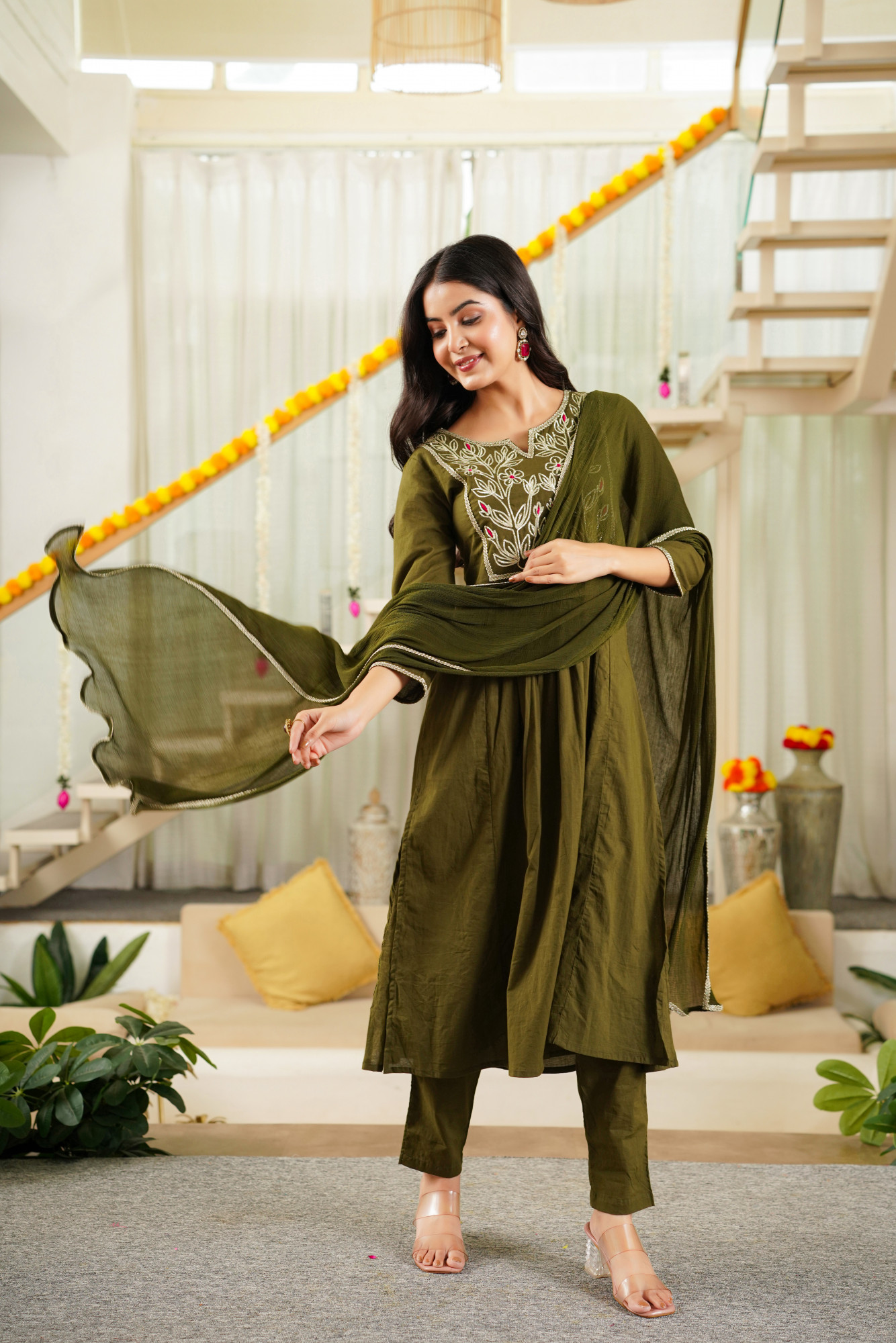 OLIVE DORI KURTA SET