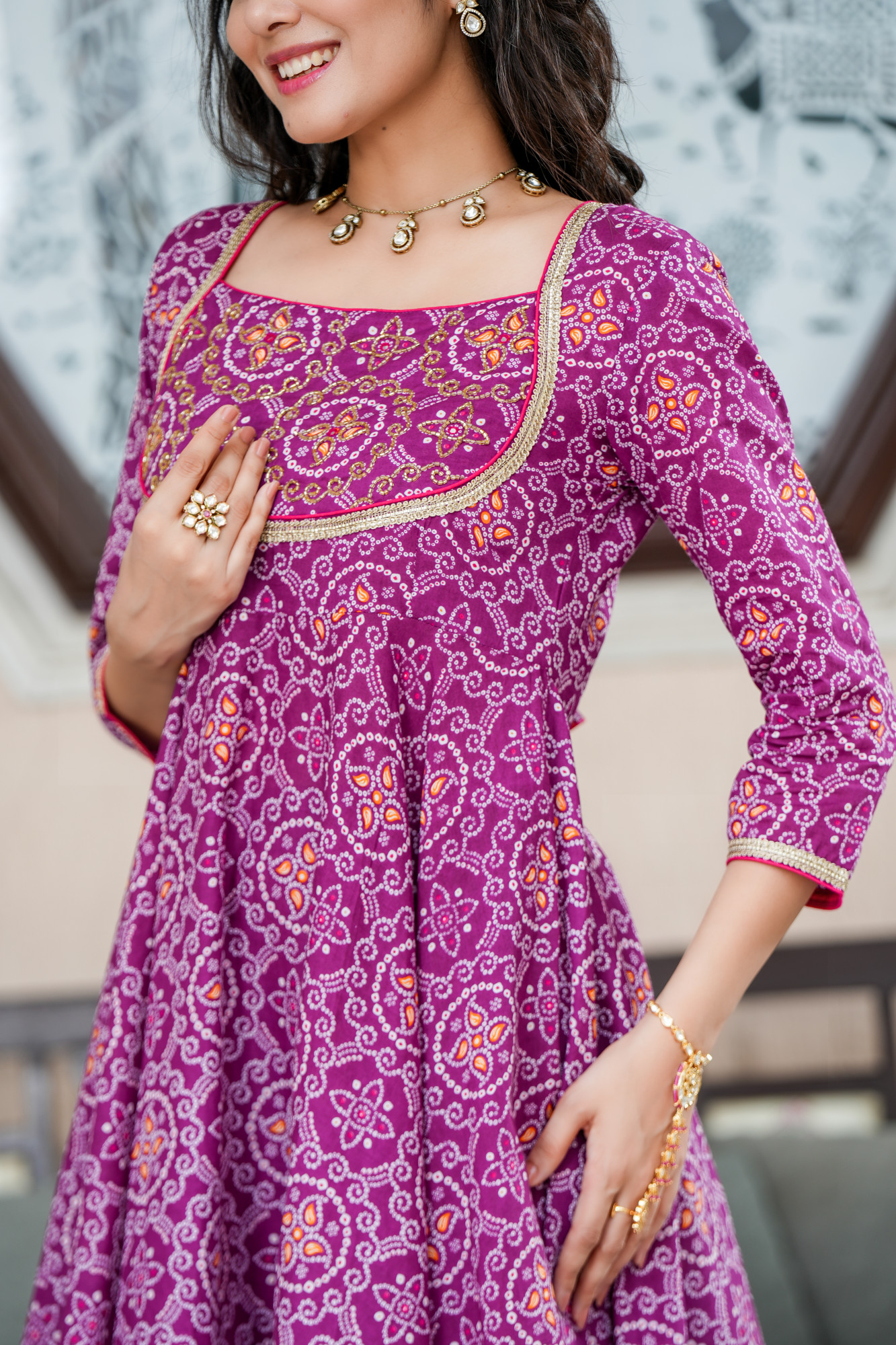 LAVANYA PURPLE BANDHANI COTTON SUIT SET