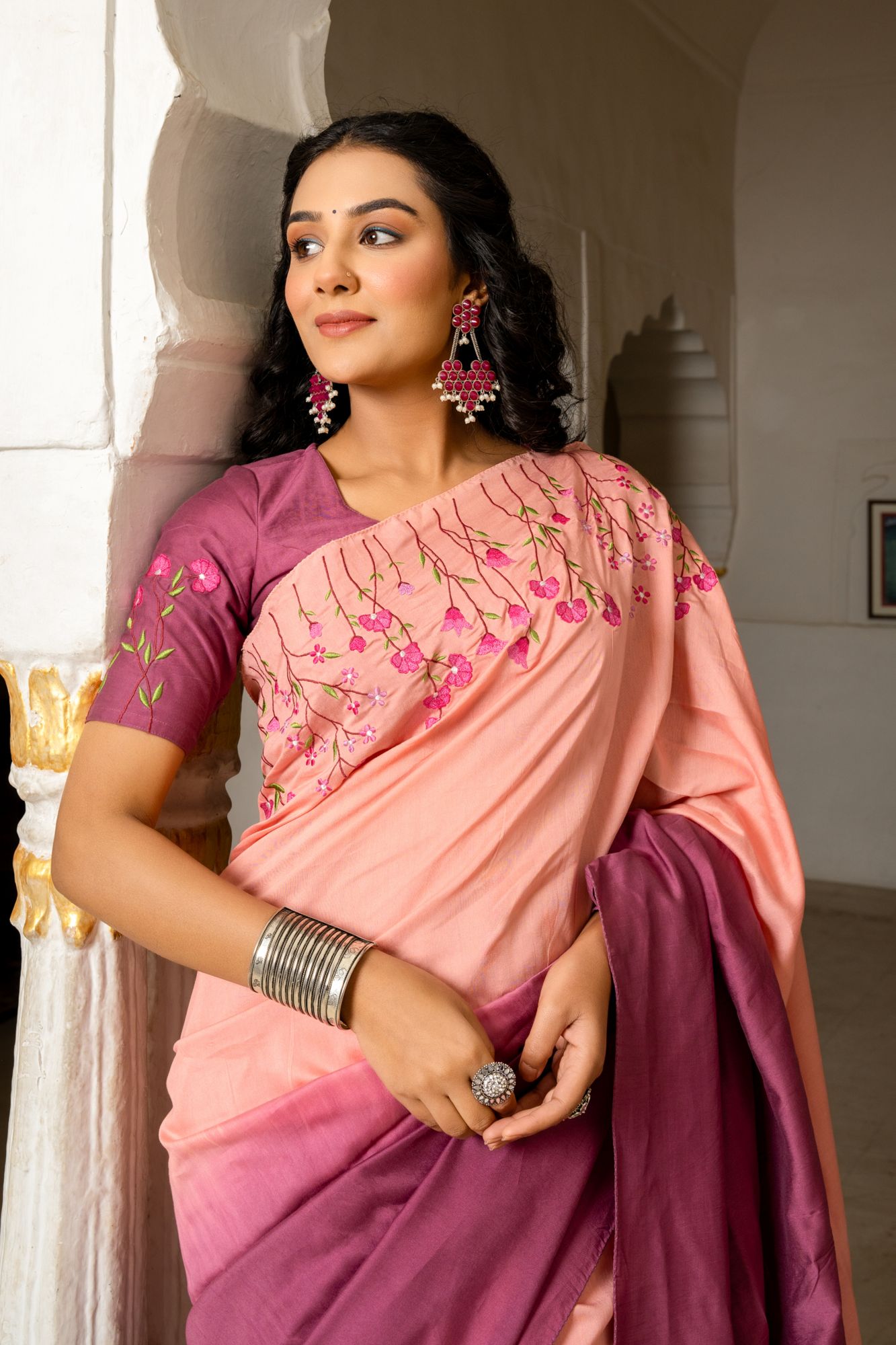 FLORENTIA CHANDERI EMBROIDERY SAREE