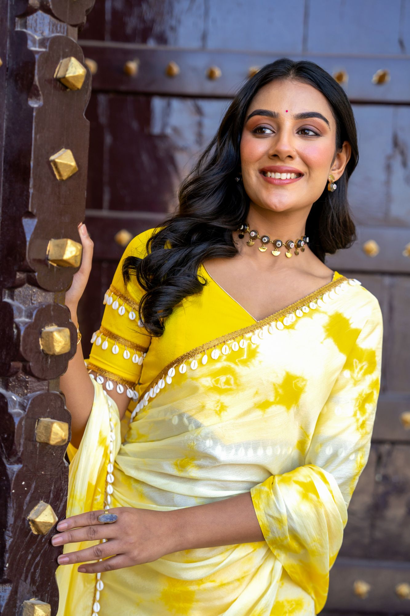 SUNFLOWER TIE-DYE PRE-DRAPED SAREE