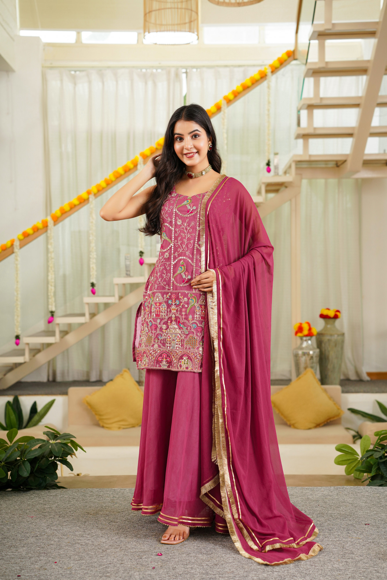 FLEURA MAUVE SHARARA SET