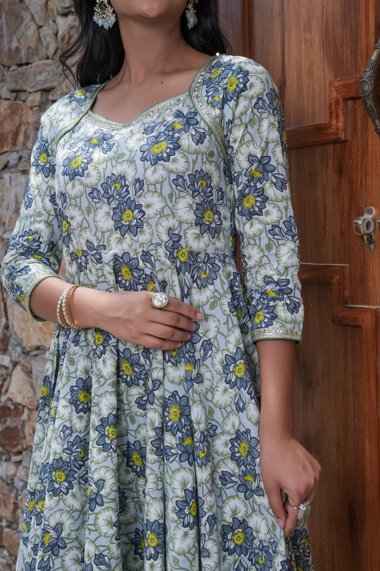 PHOOLWARI SKY BLOOM COTTON ANARKALI