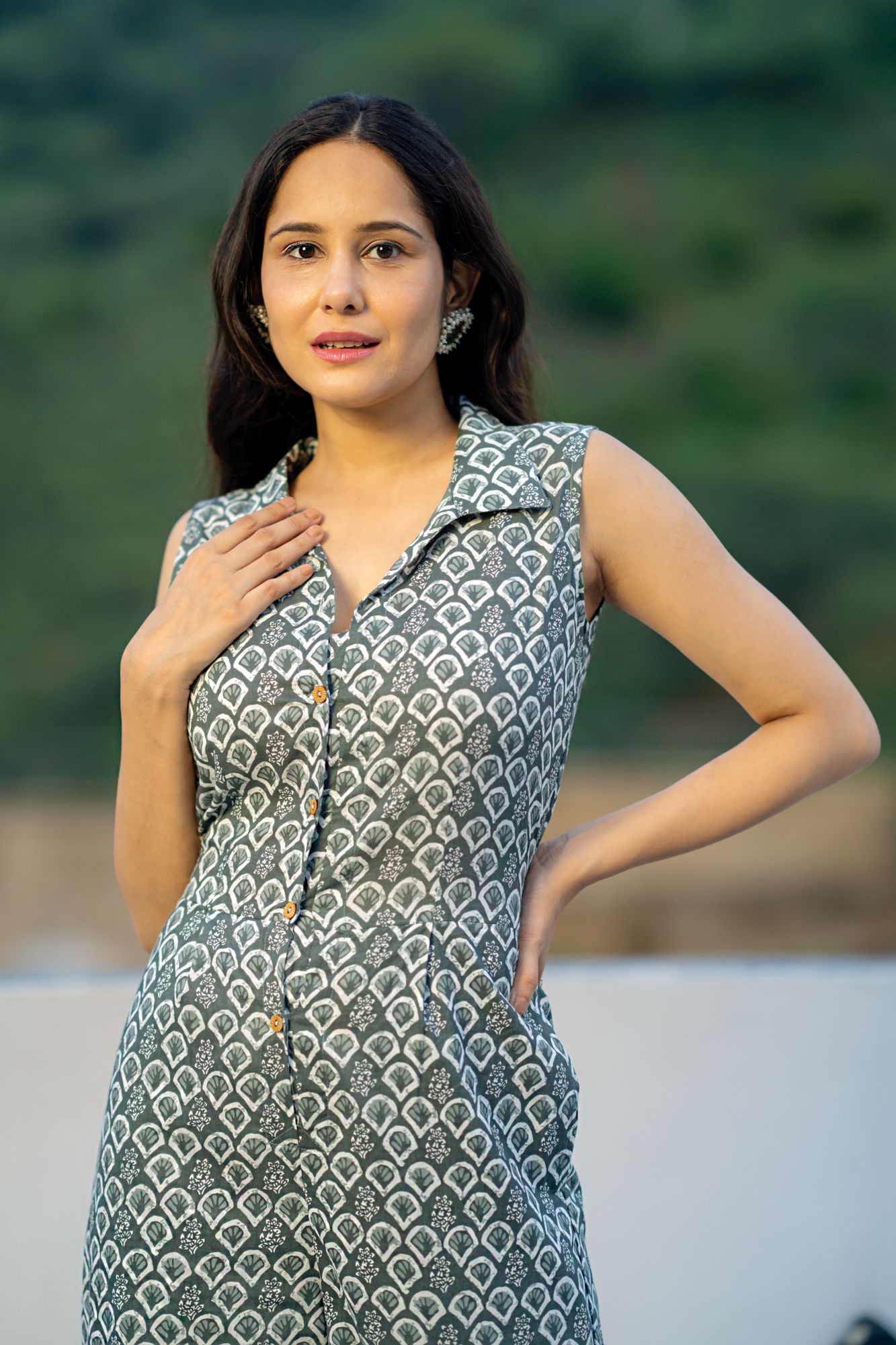 CHIC GREY COTTON JUMPSUIT