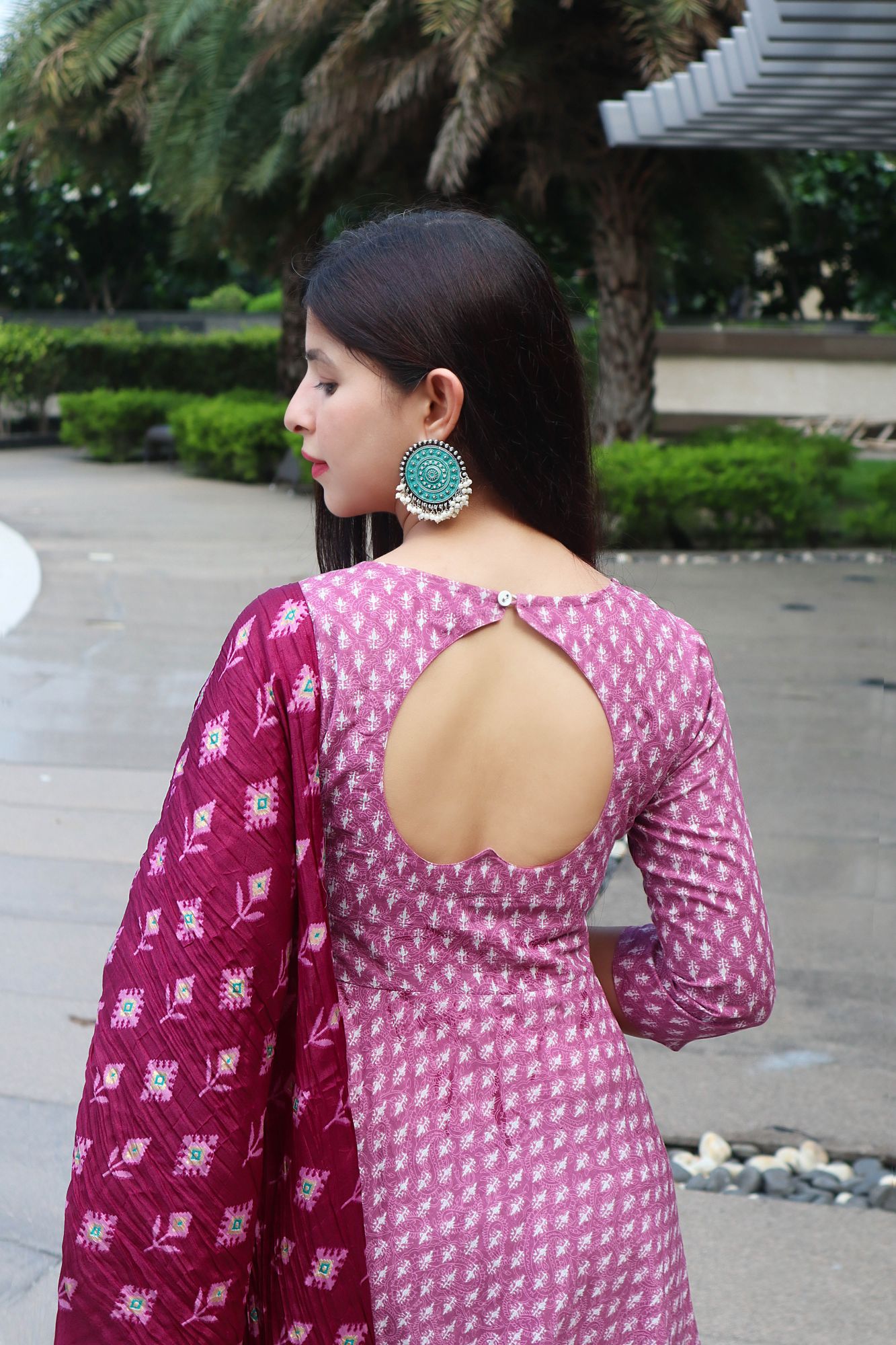 PINK COTTON HEAVILY PRINTED SUIT SET