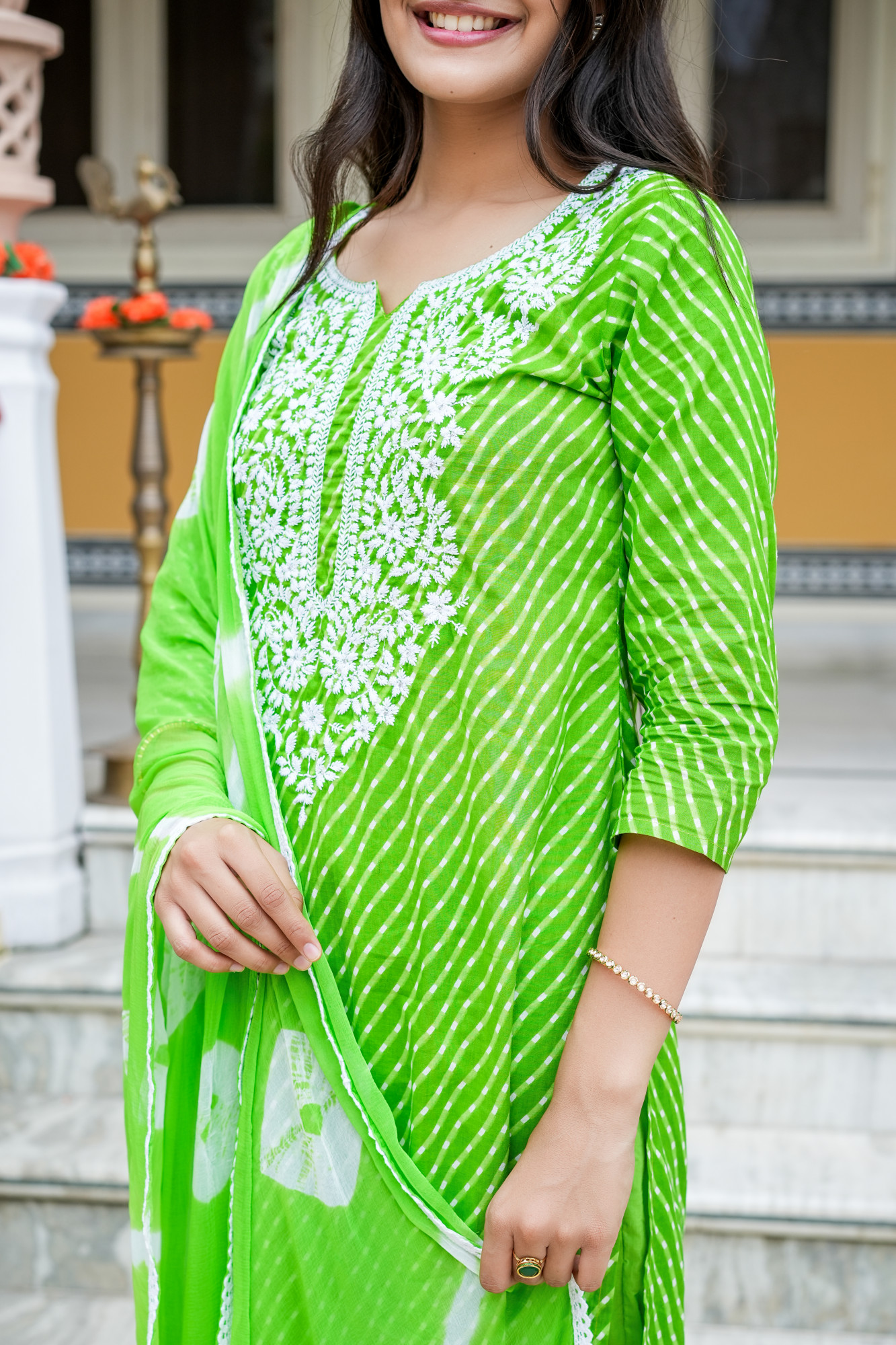 MEHR EMBROIDERED FRESH GREEN KURTA SET