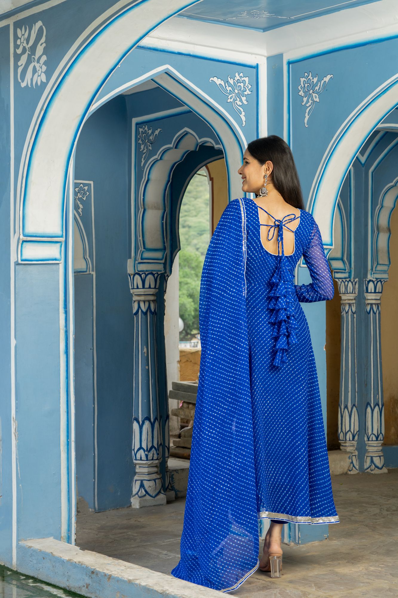 SAPPHIRE GEORGETTE LEHERIYA SUIT SET