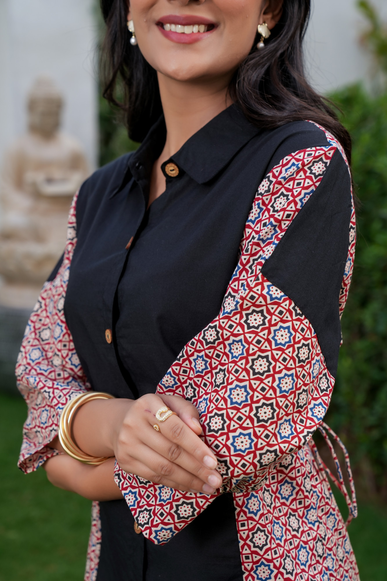 SHINE BLACK COTTON DRESS