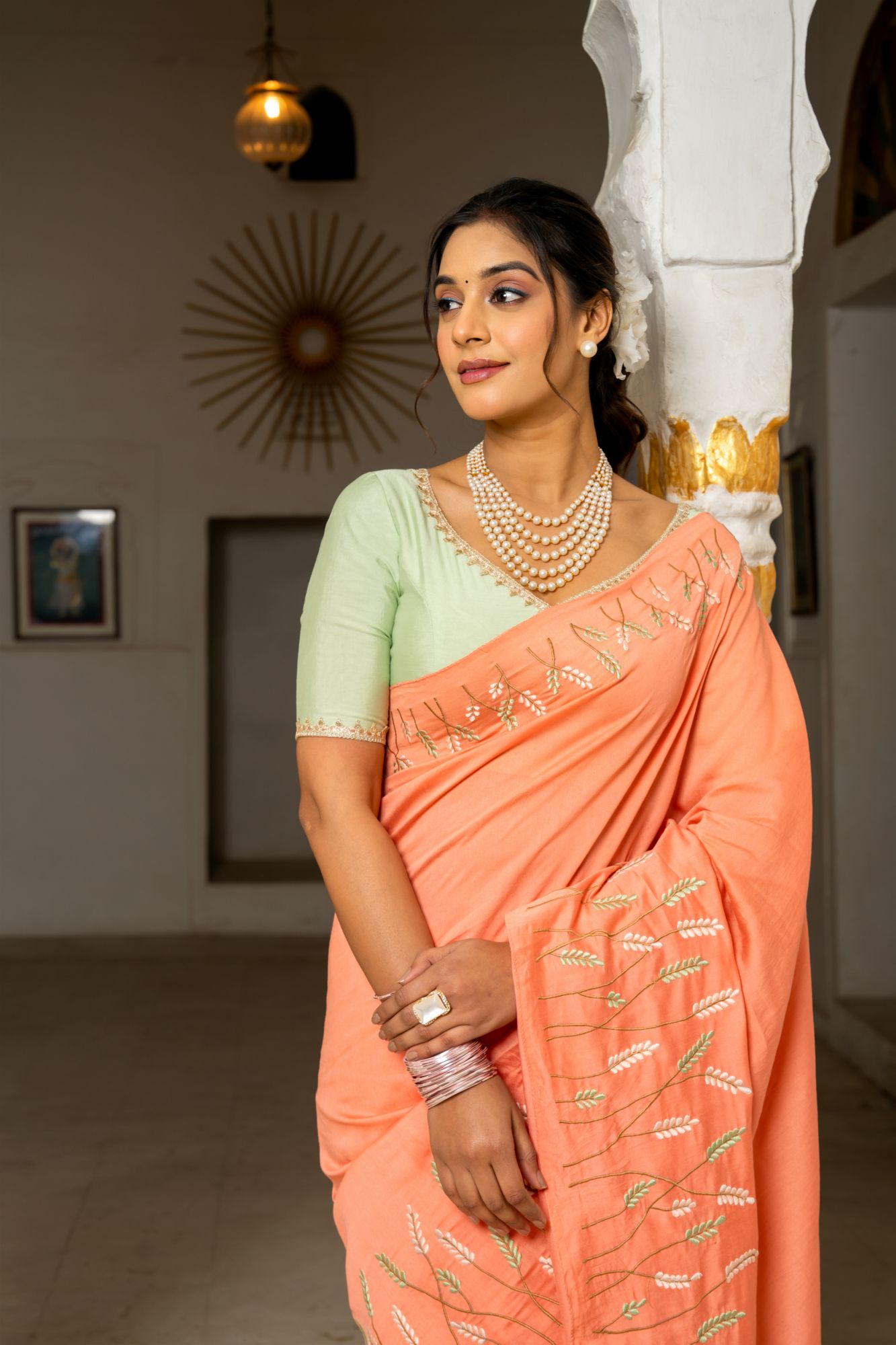 MAHIRA CHANDERI EMBROIDERY SAREE