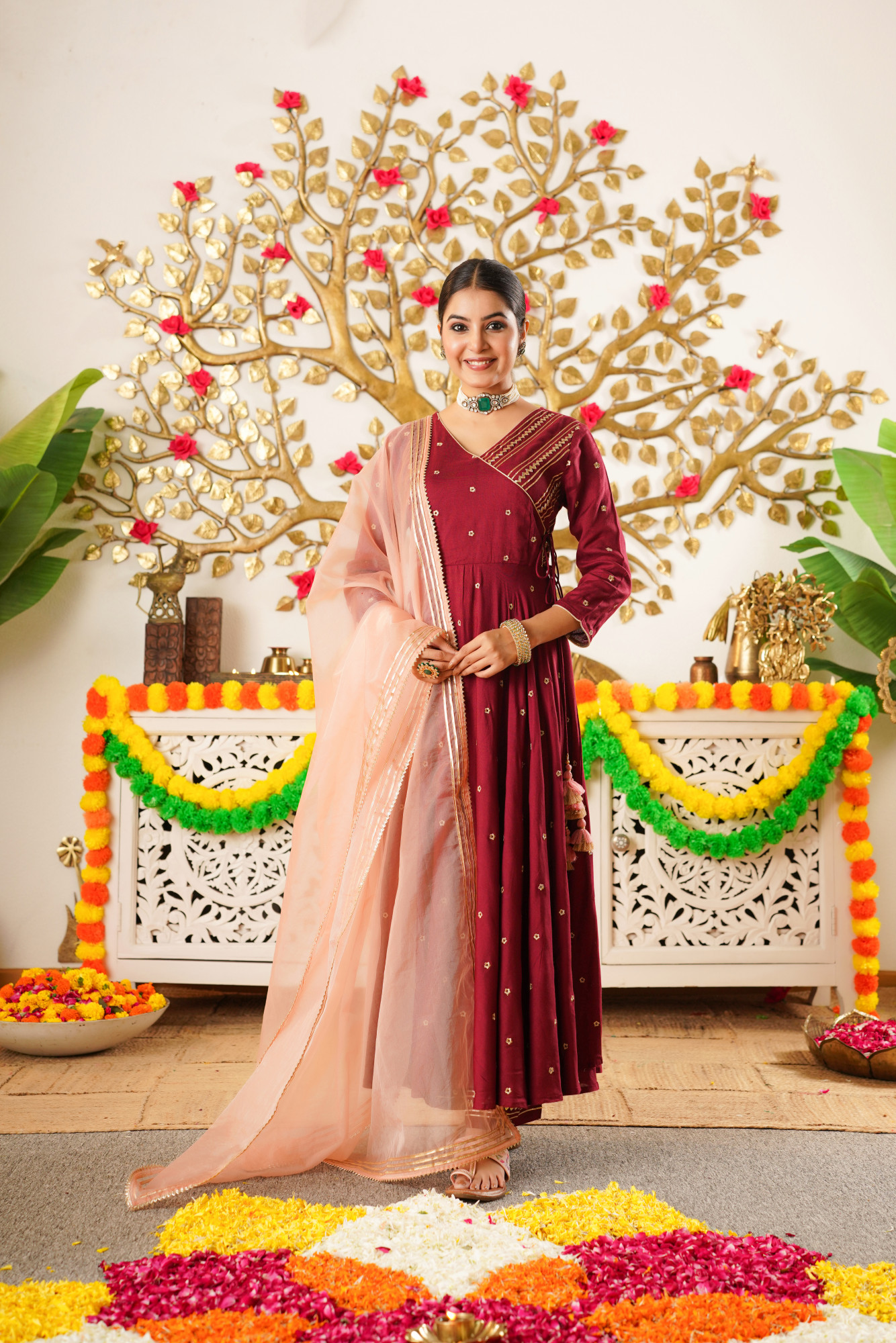 RAYZARA WINE ANARKALI SET