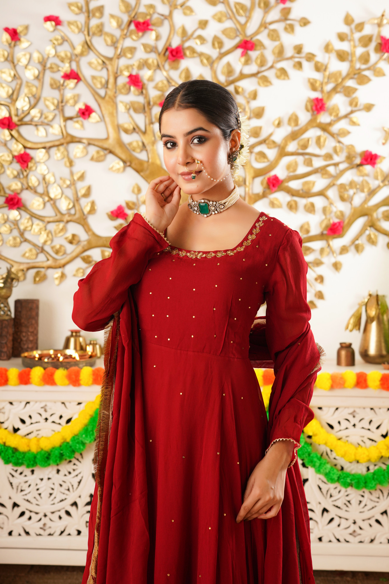 ZYRA MAROON ANARKALI SET
