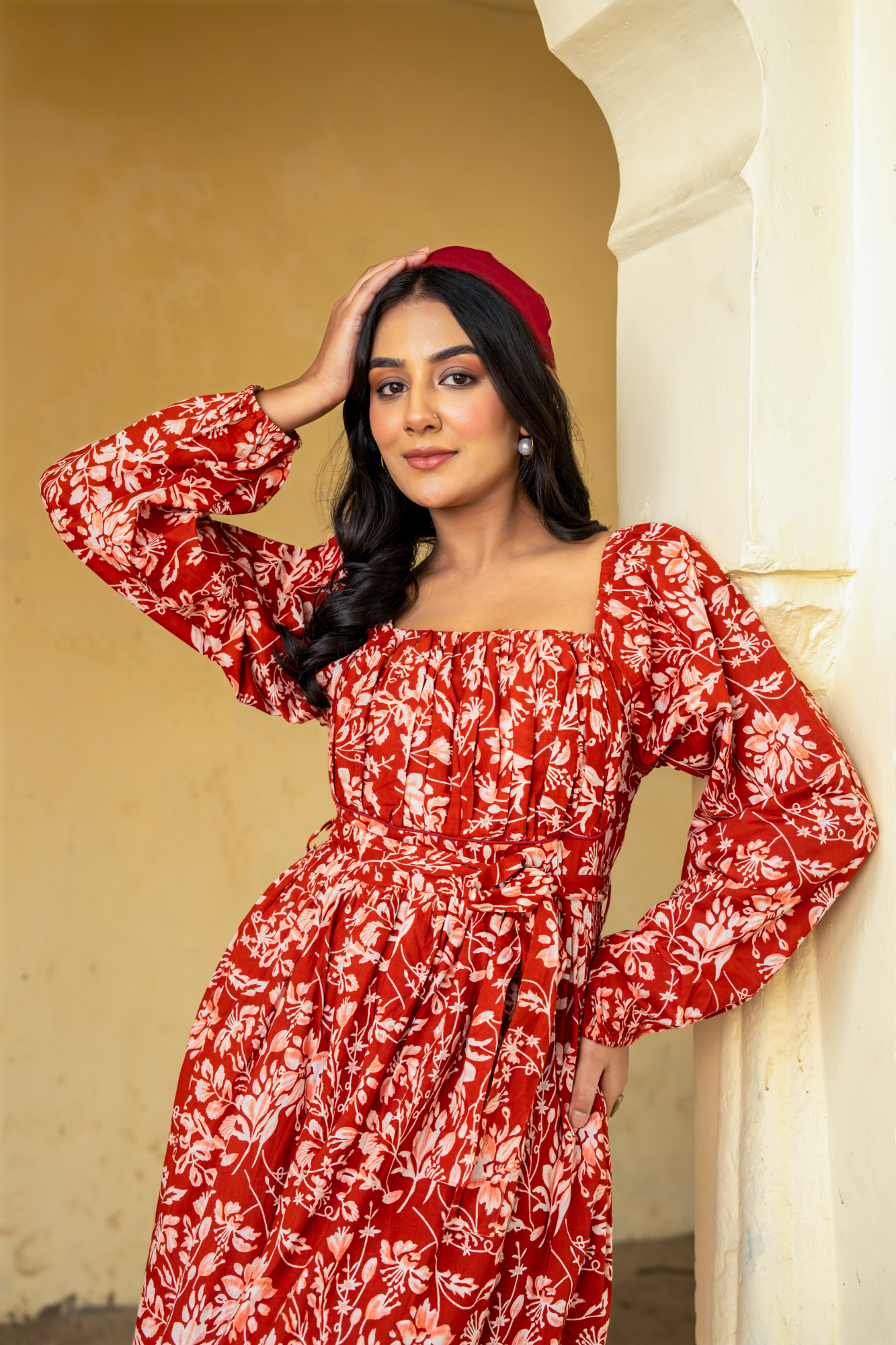 GULNAAR MAROON COTTON DRESS