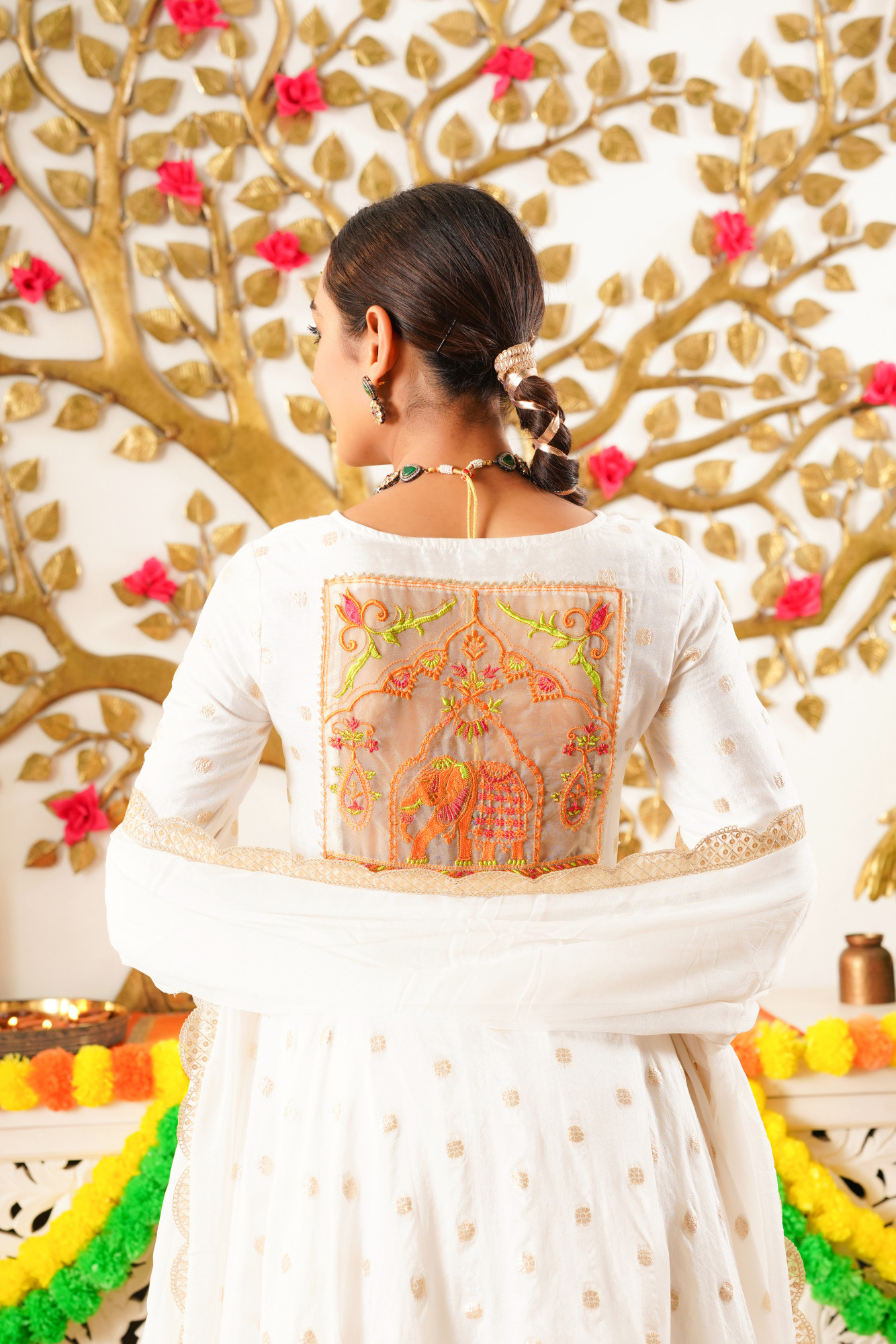 VIORA EMBROIDERED SILK ANARKALI SET