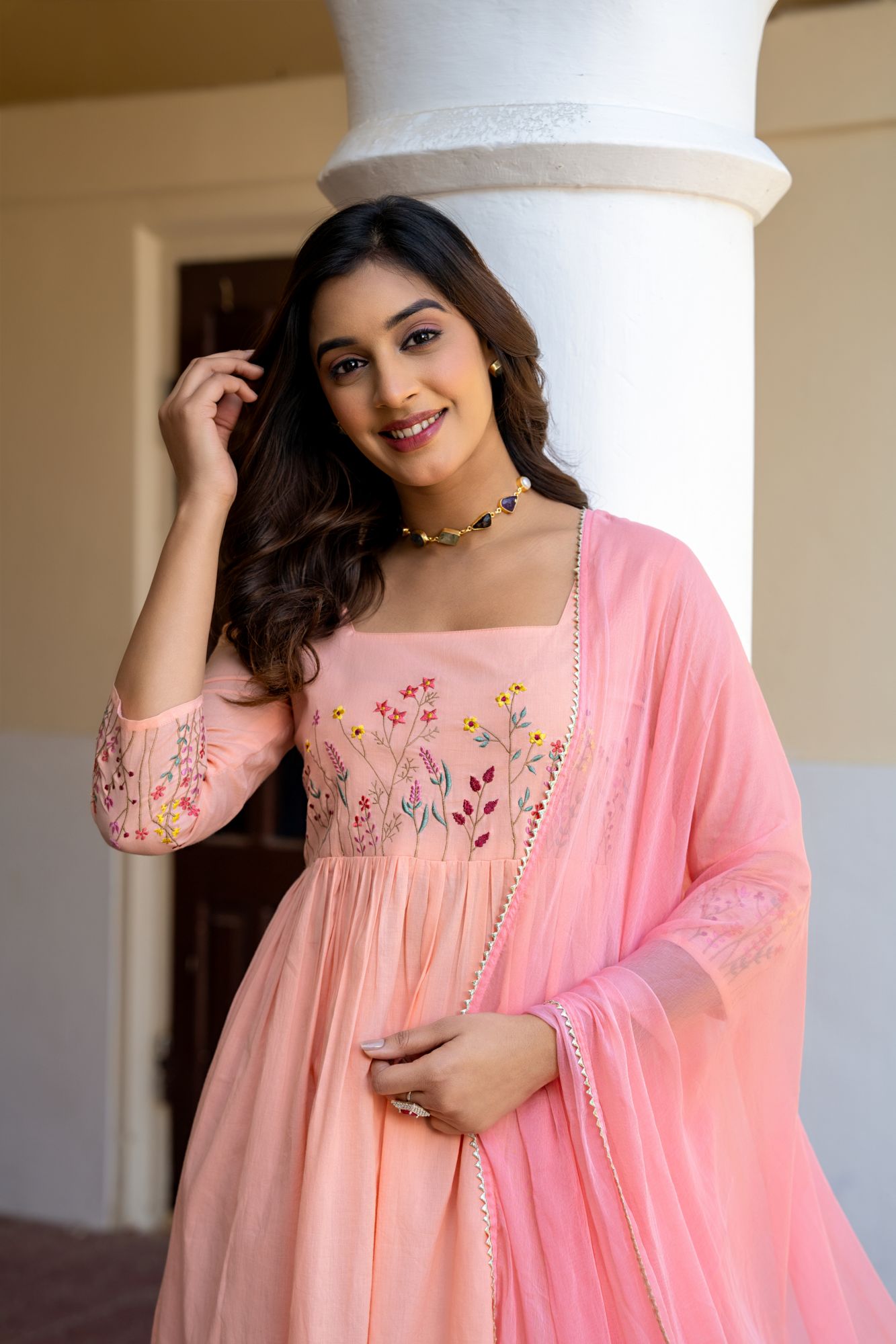 BLOSSOM COTTON EMBROIDERY KURTA SET