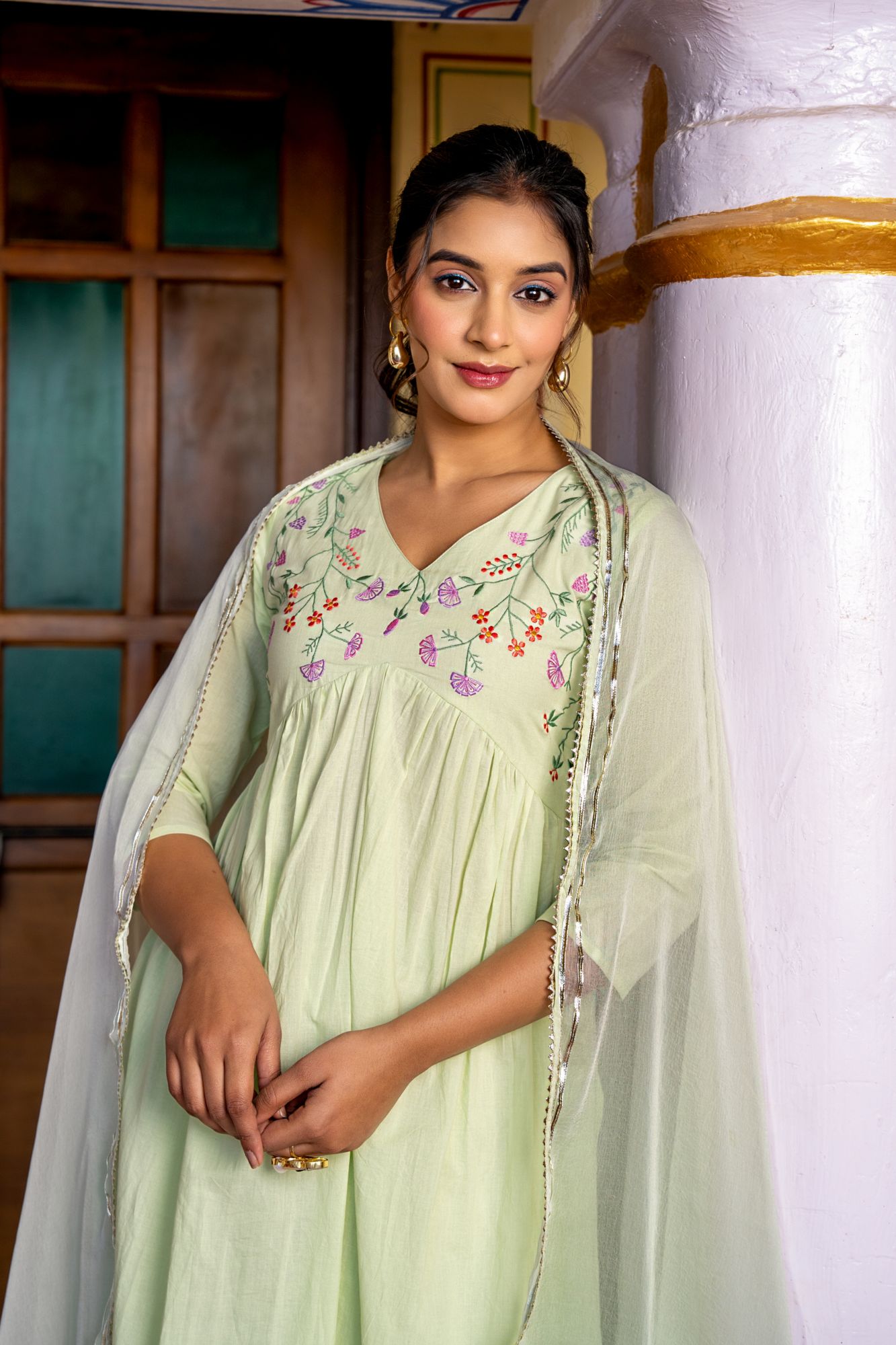 OLIVIA COTTON EMBROIDERY KURTA SET