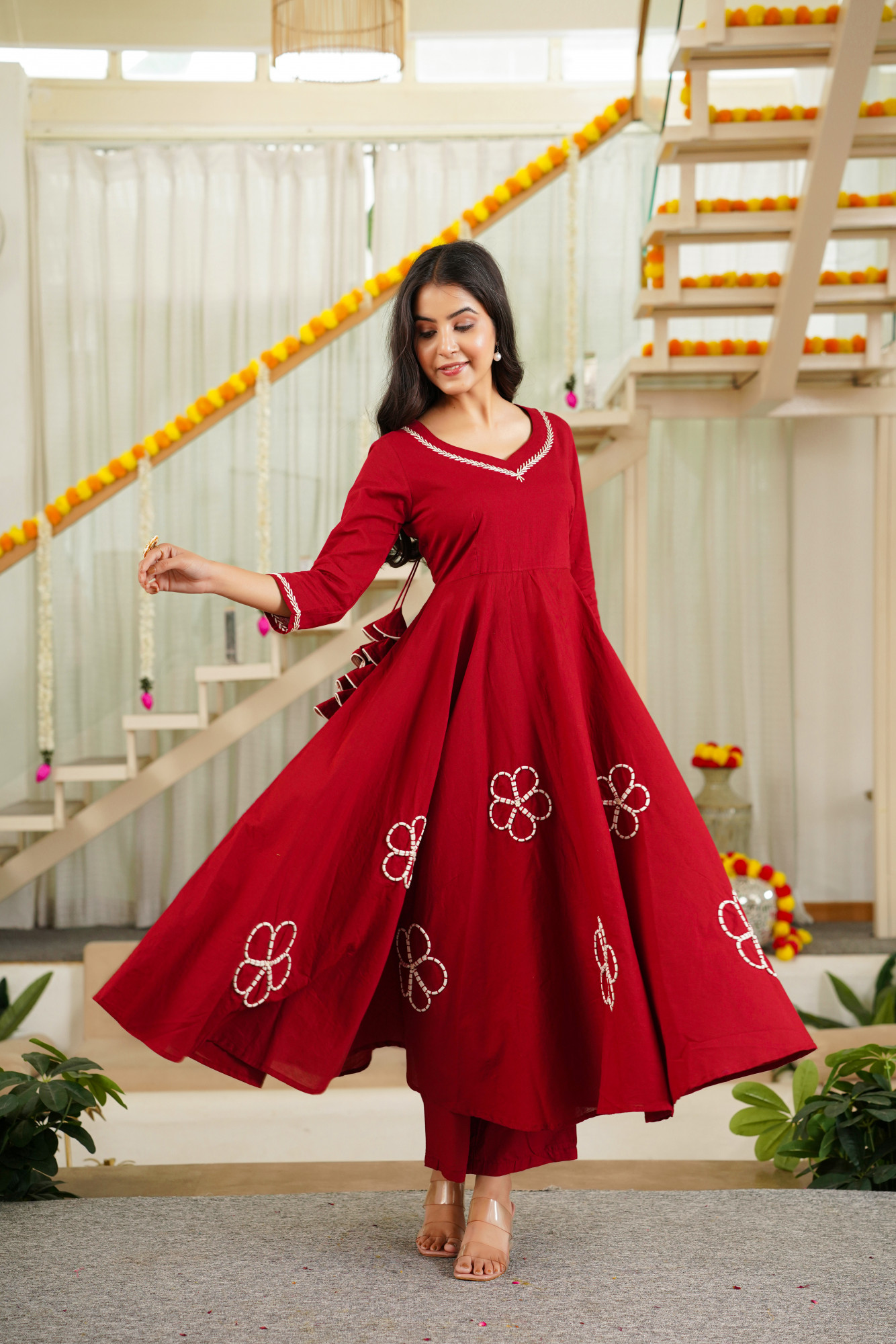 AURRA EMBROIDERED ANARKALI SET