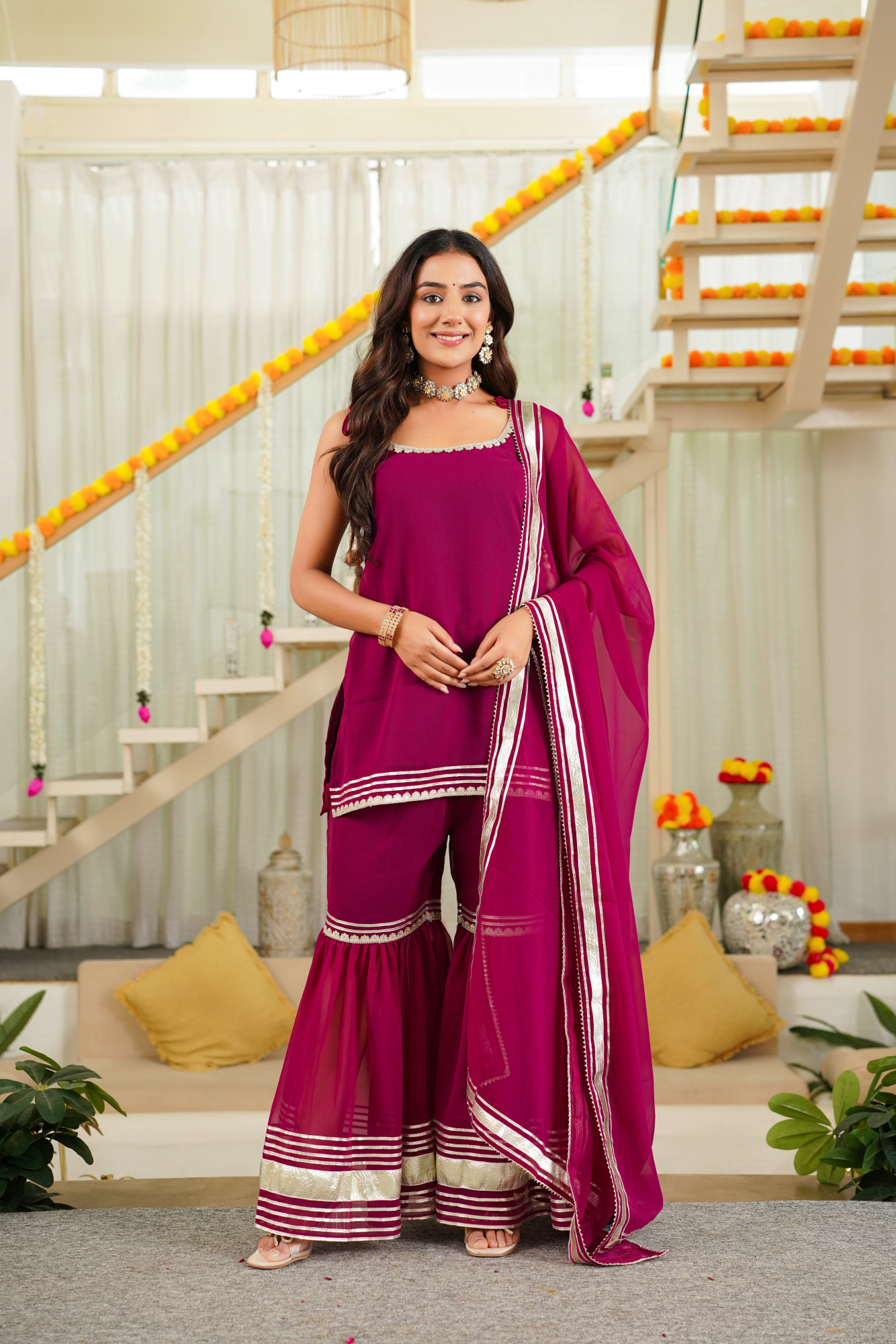 CLARA WINE SHARARA SET