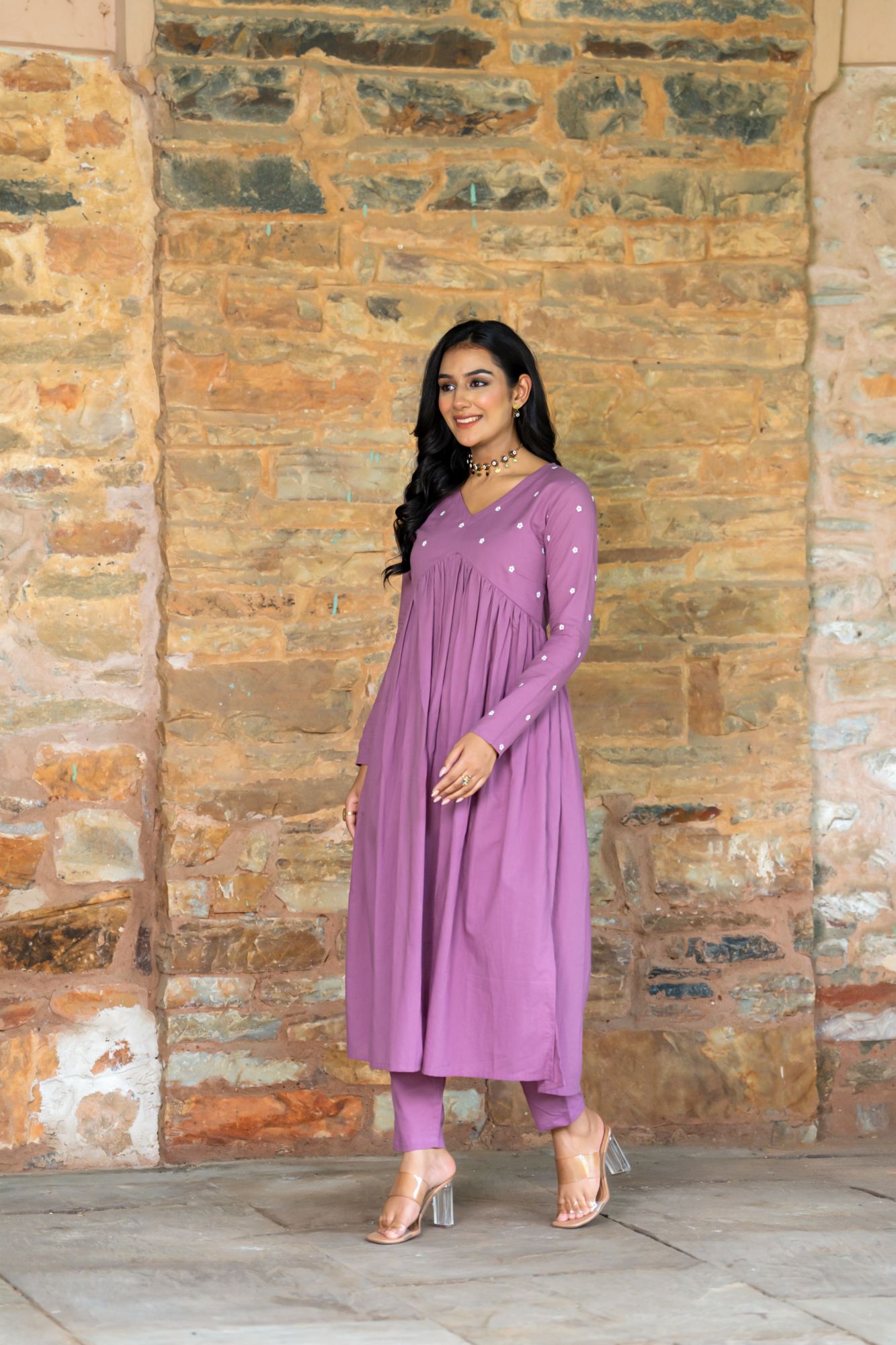 LAVENDER HUES EMBROIDERY KURTA SET
