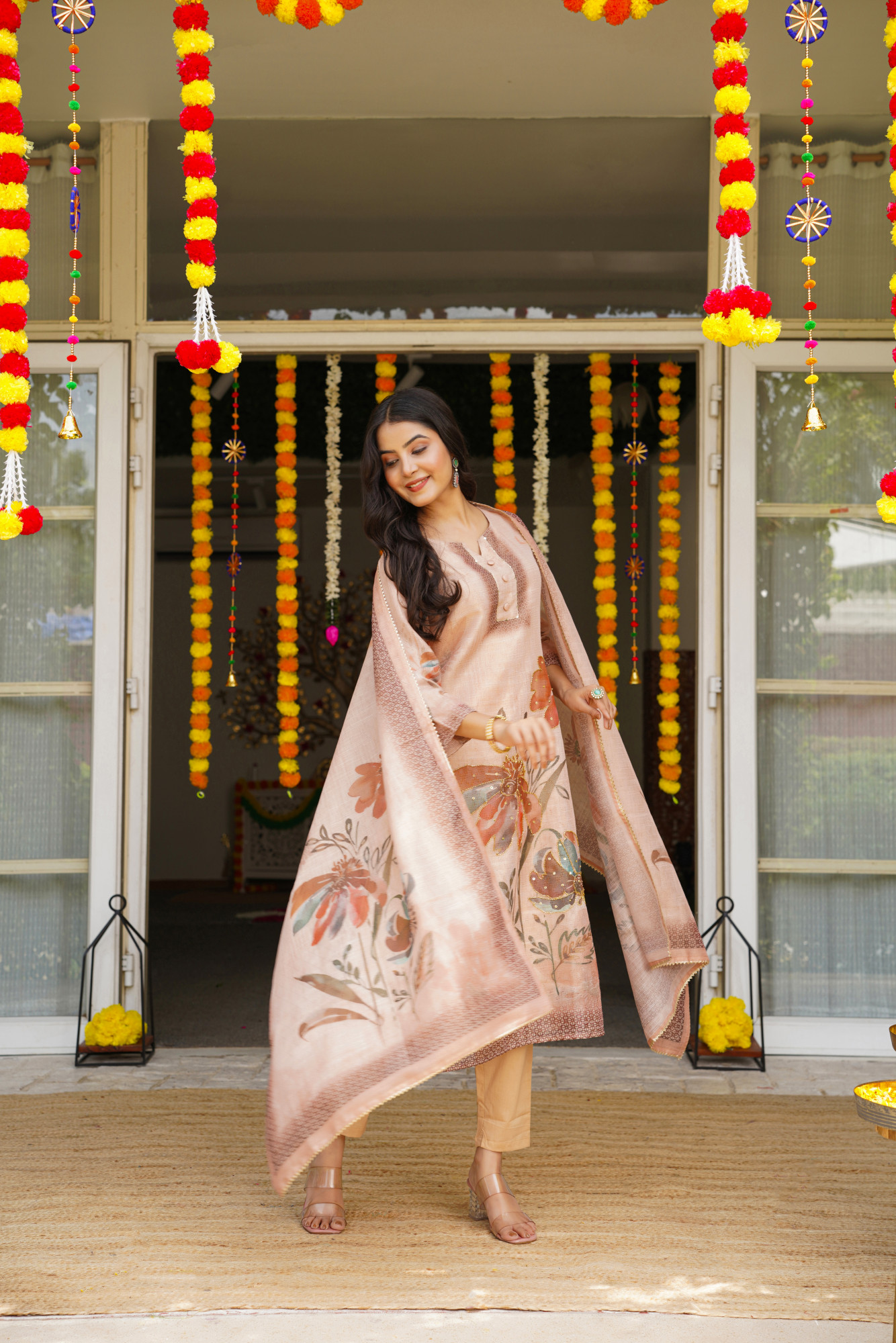 BEIGE GRACE JUTE KURTA SET