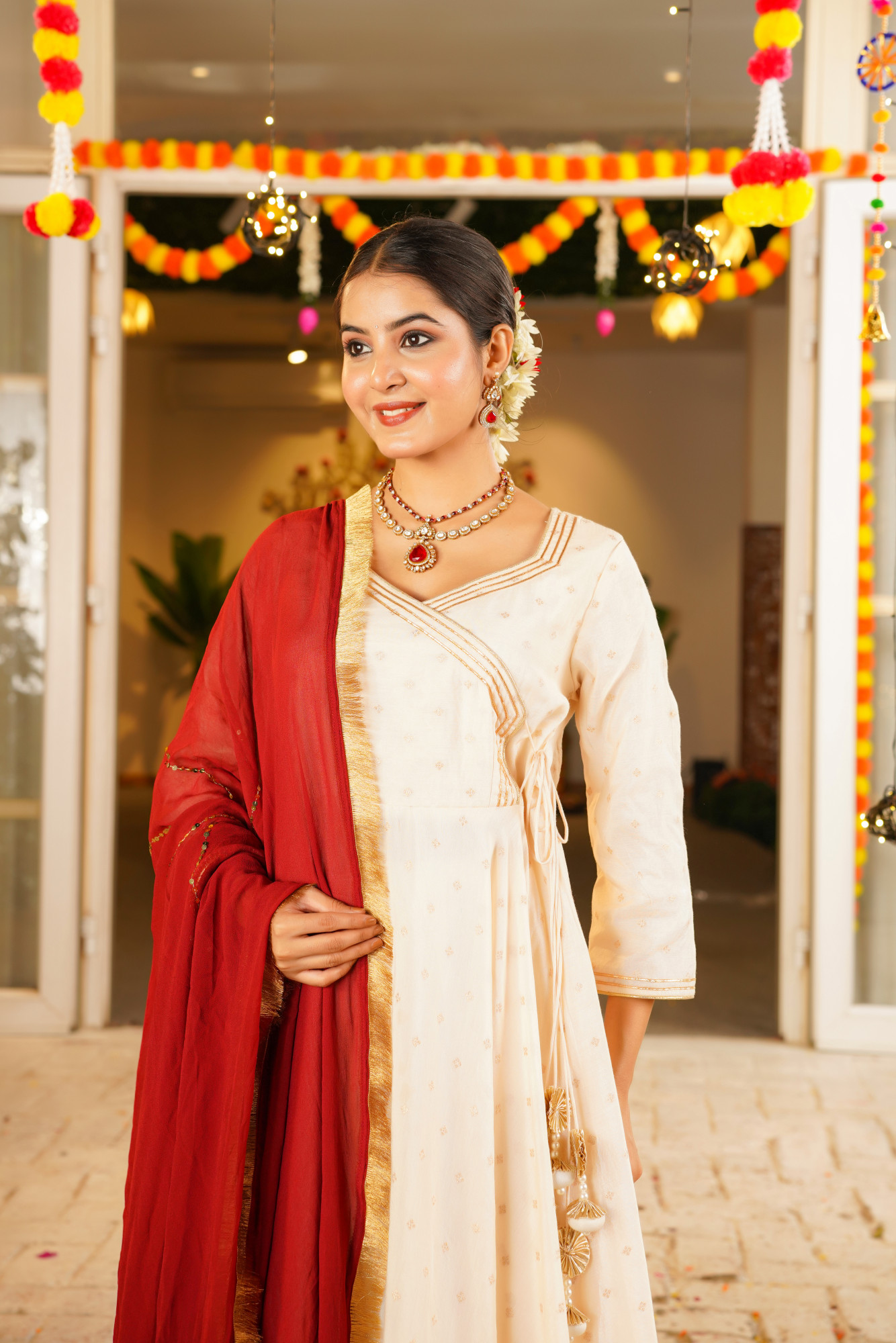 GLOWRA CREWAM CHANDERI ANARKALI SET