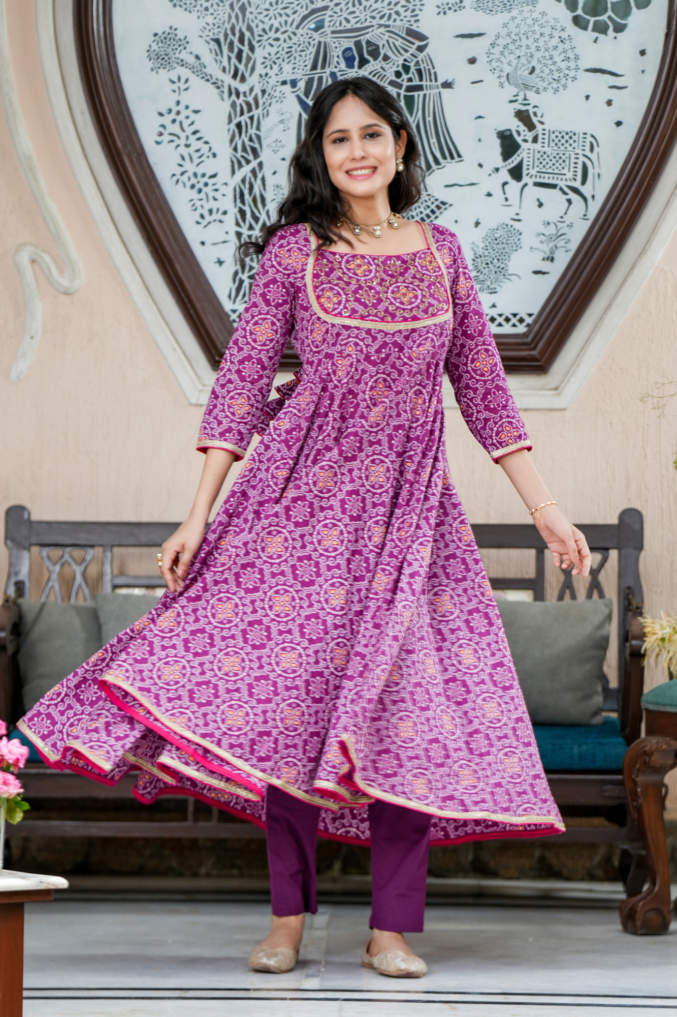 LAVANYA PURPLE BANDHANI COTTON SUIT SET