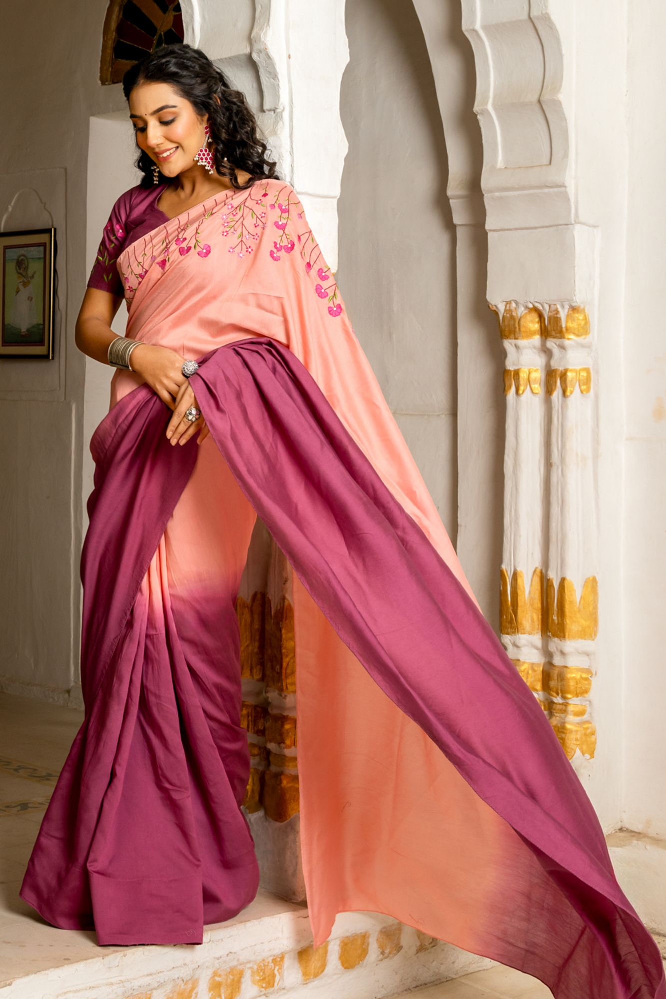 FLORENTIA CHANDERI EMBROIDERY SAREE