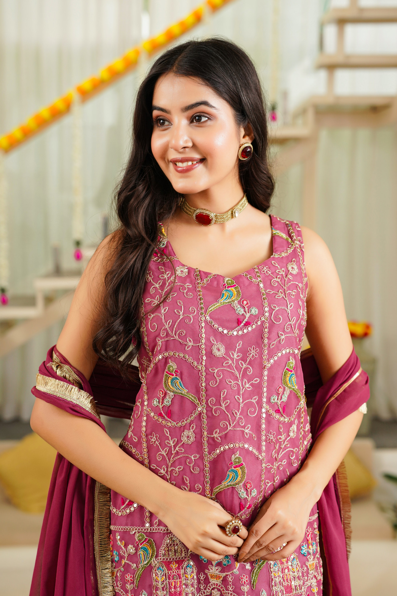 FLEURA MAUVE SHARARA SET