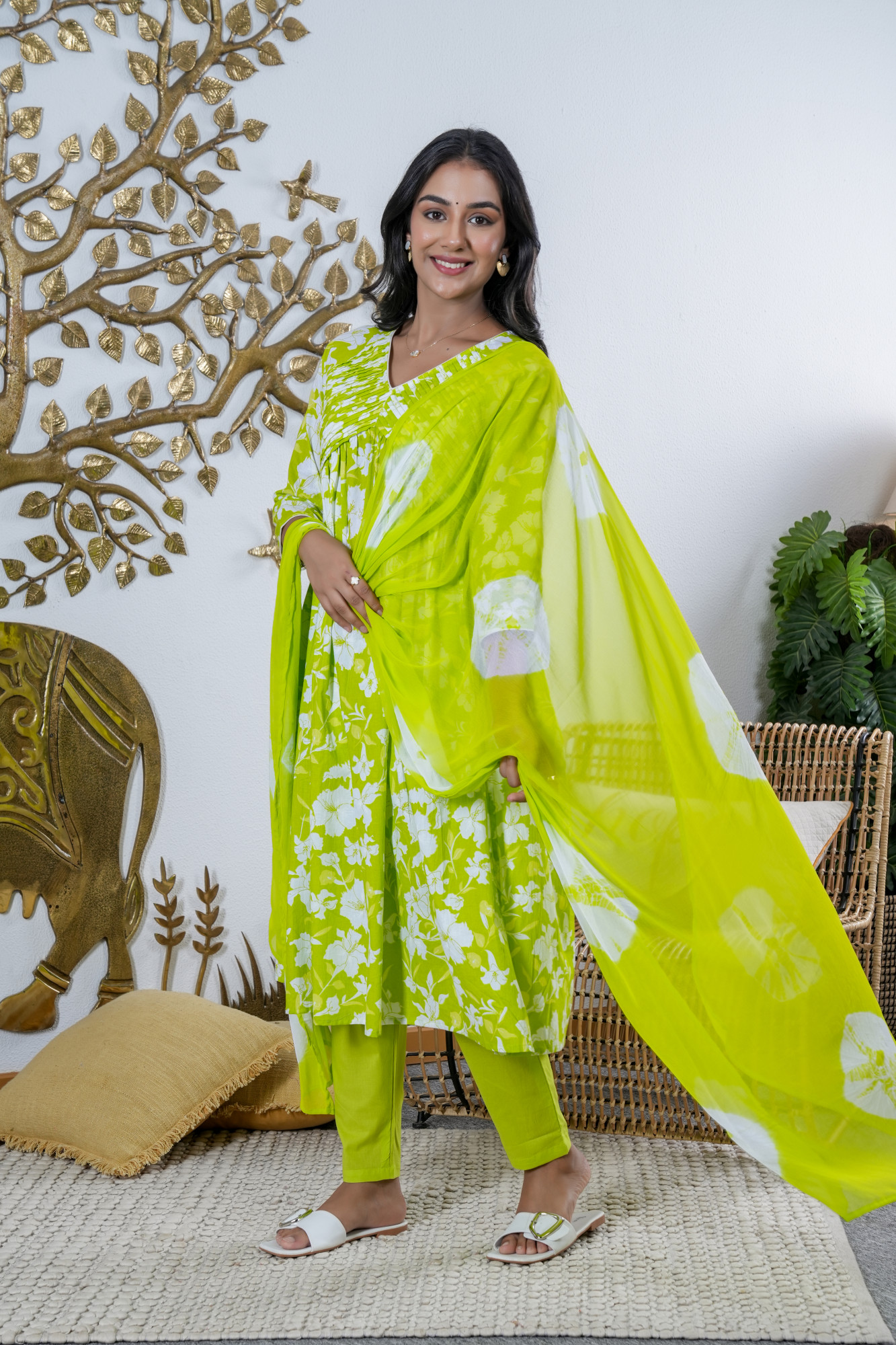 SPRING PALLVI LIME COTTON SET
