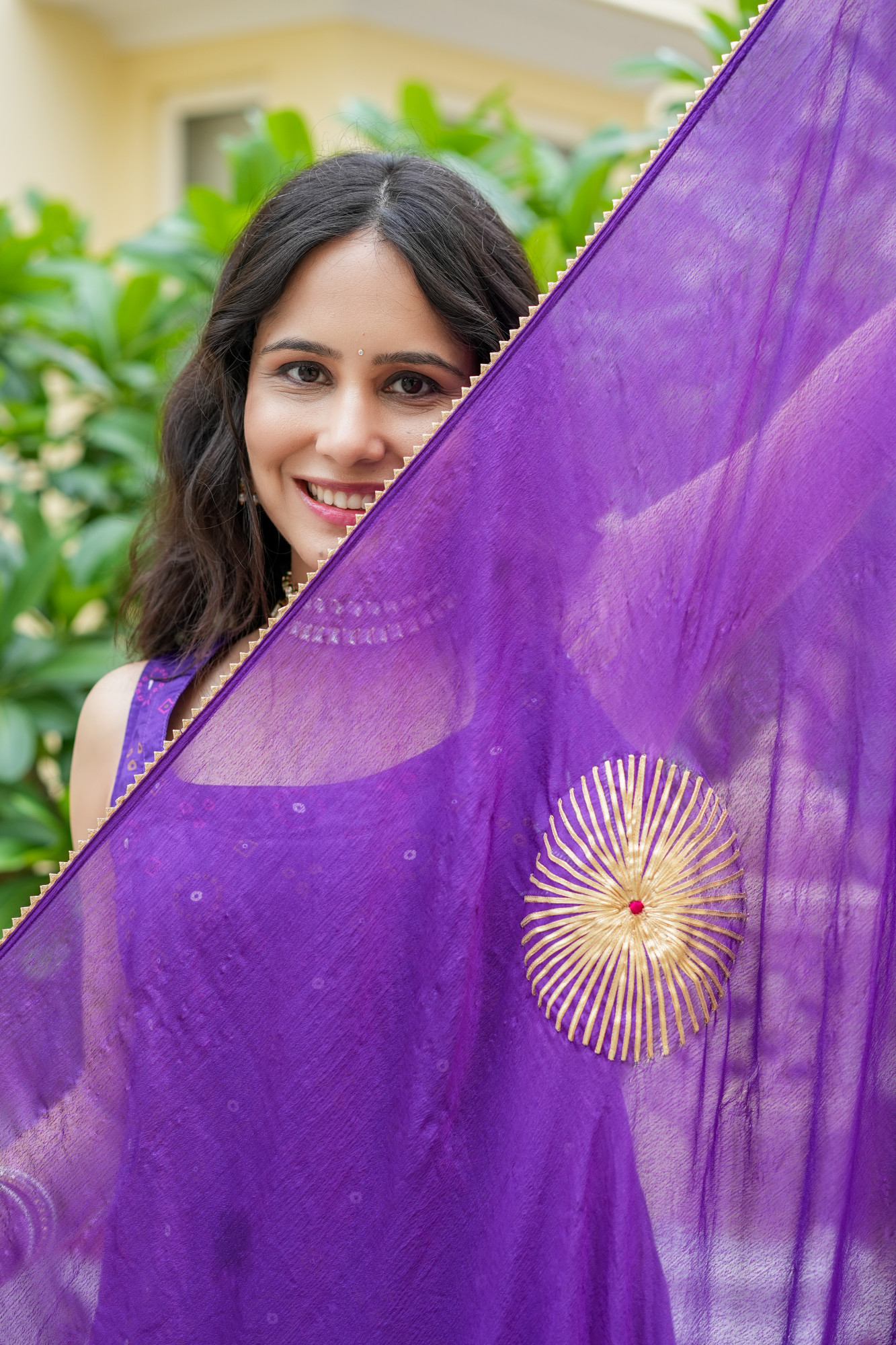 MIHIRA ROYAL PURPLE BANDHANI KURTA SET