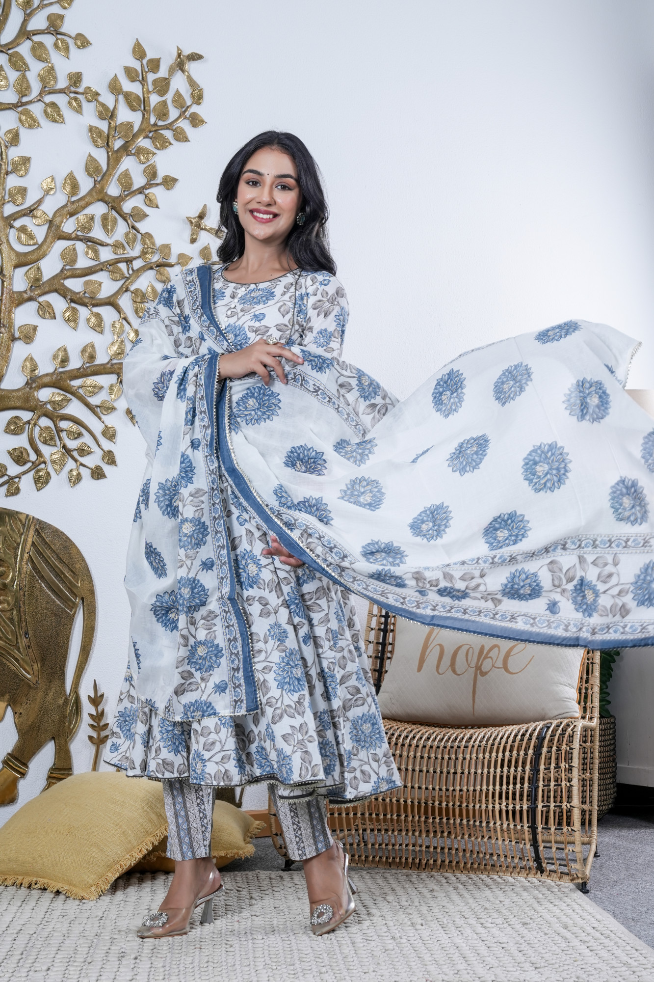NEEL BUTI PRINTED COTTON SET