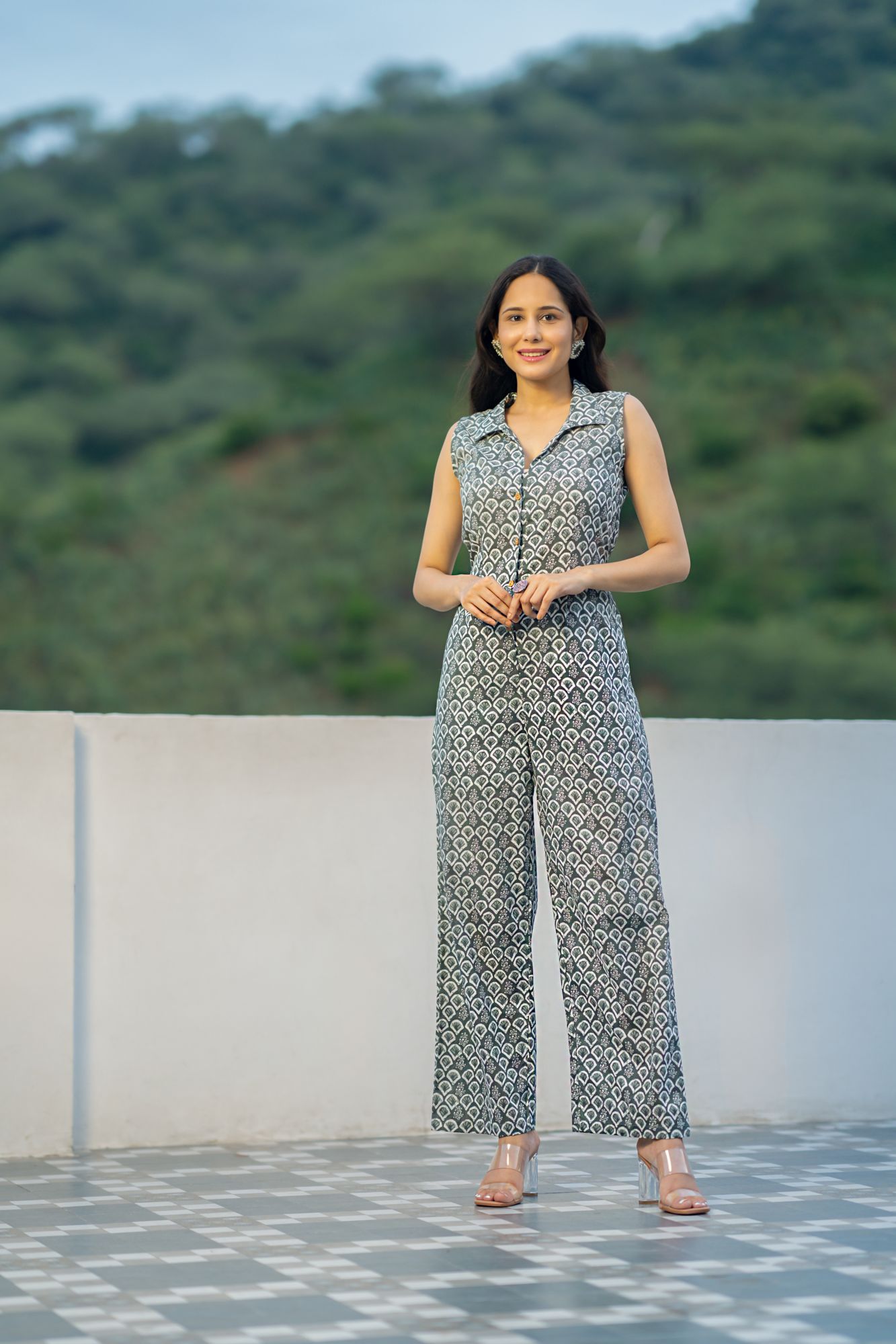 CHIC GREY COTTON JUMPSUIT