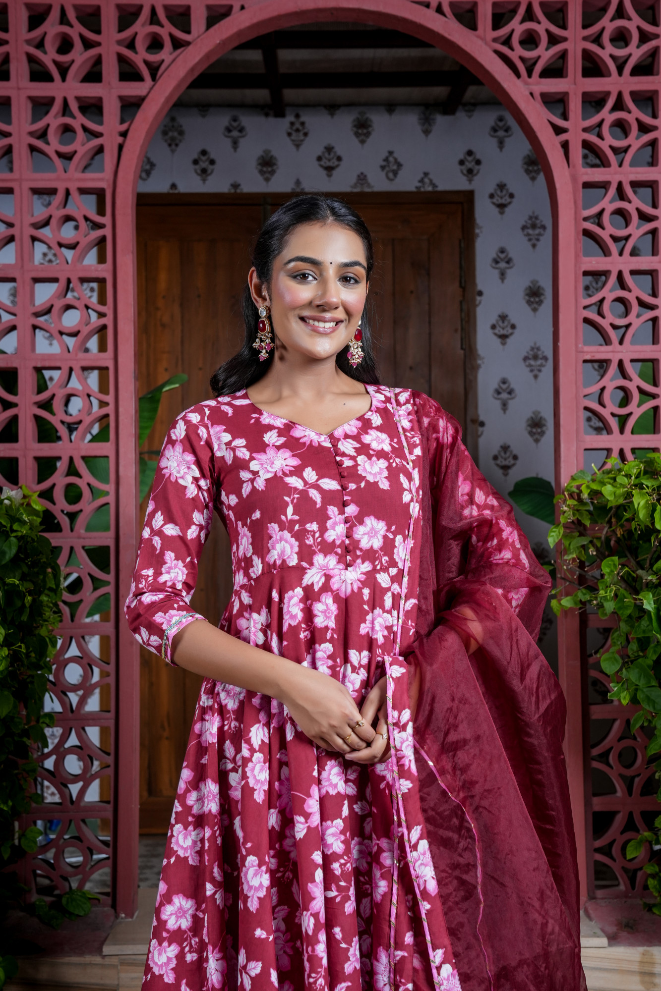 MANIKA MAROON COTTON FLAIR