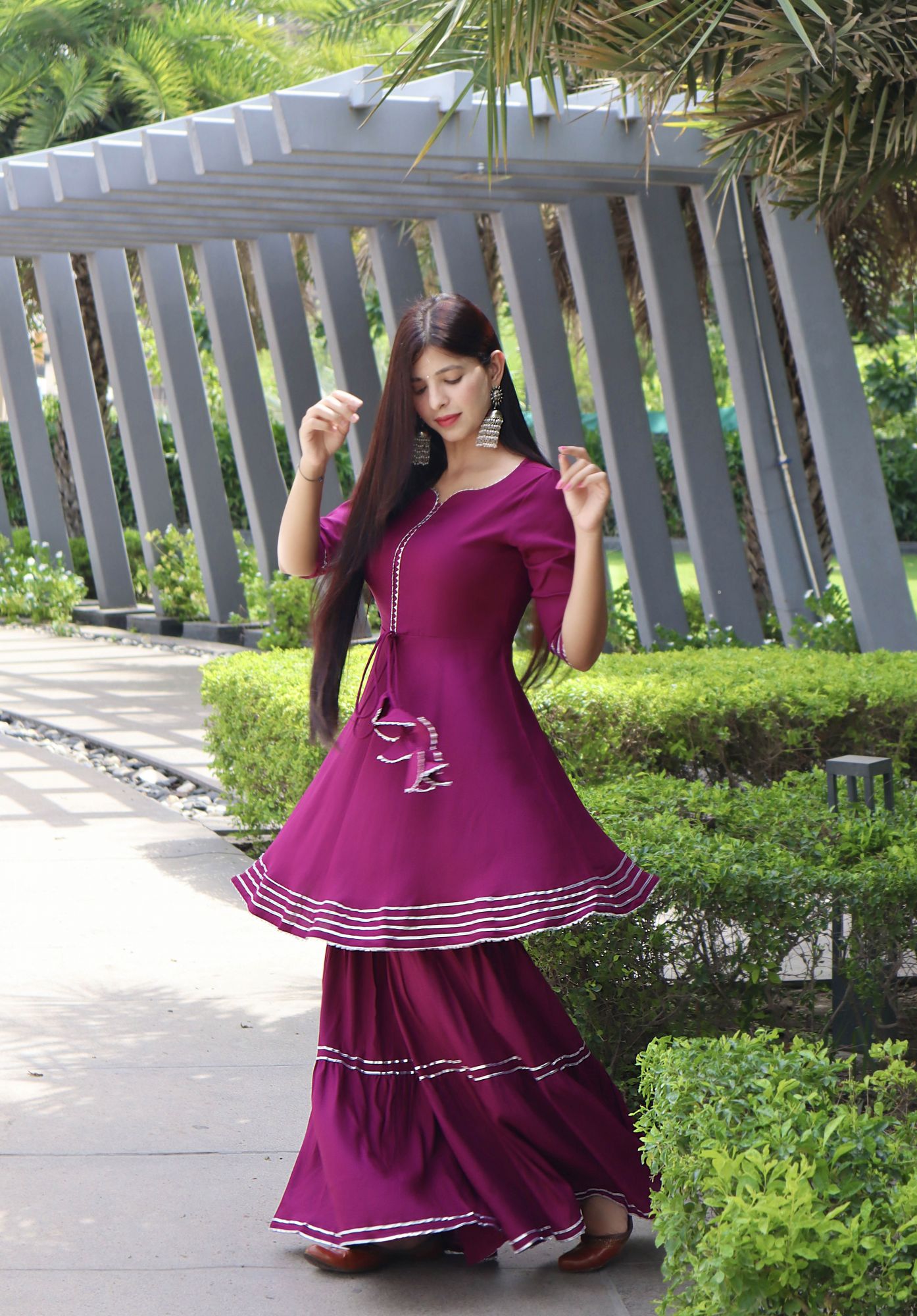 PURPLE EMBELLISHED SHARARA SET