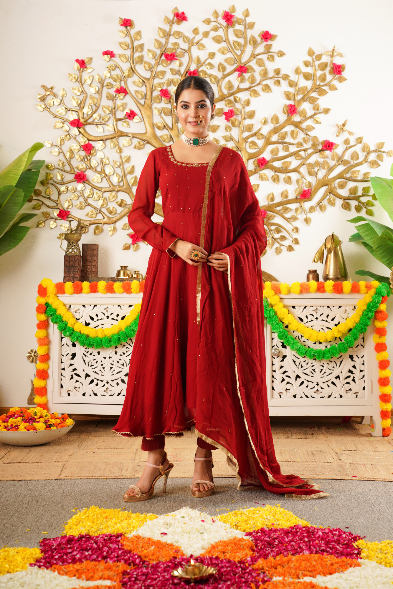 ZYRA MAROON ANARKALI SET