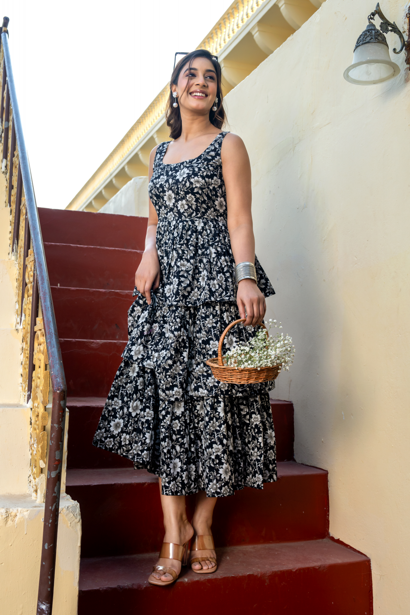 PHOOLWARI NOIR COTTON DRESS