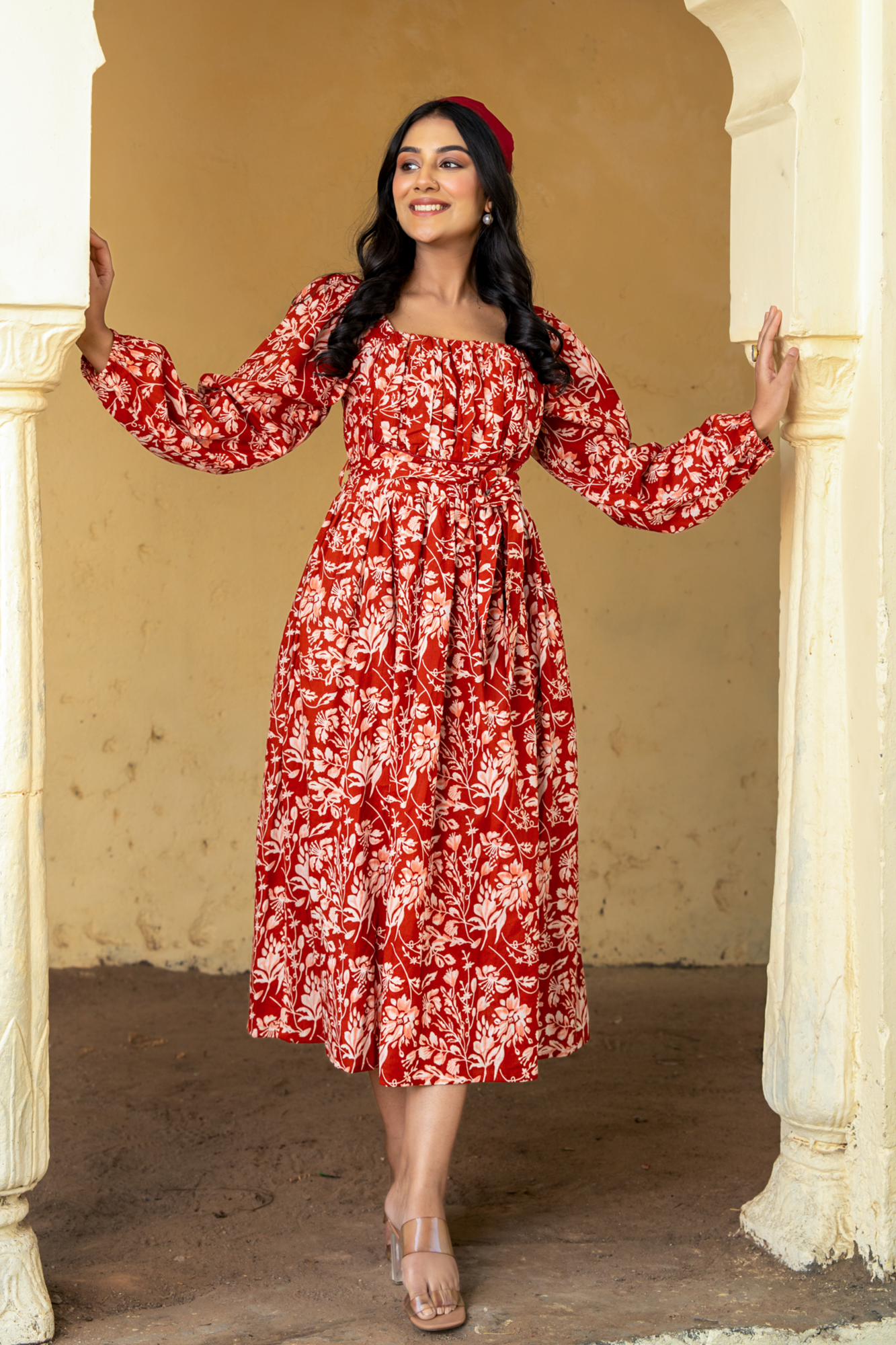 GULNAAR MAROON COTTON DRESS