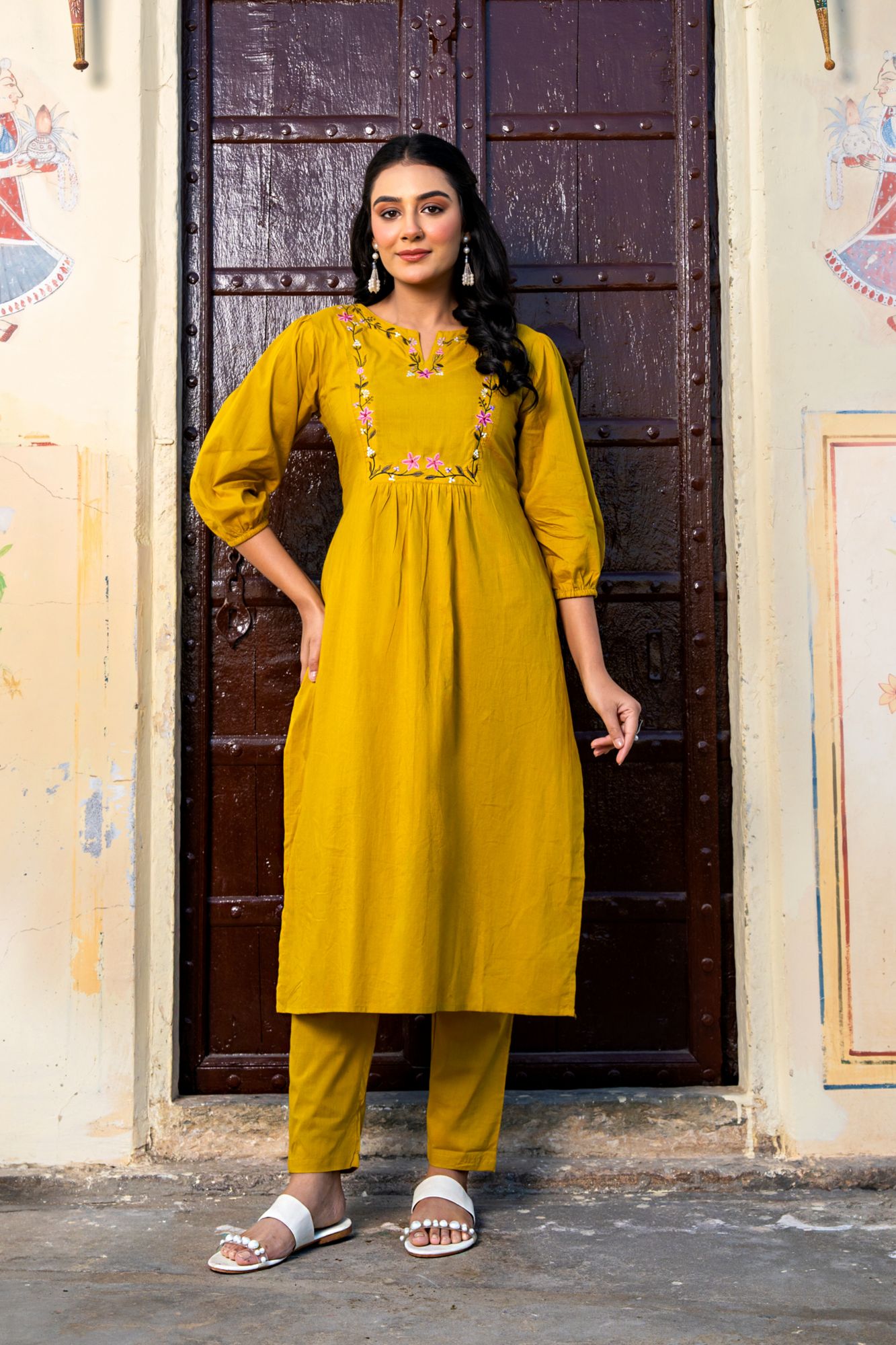 GULMIRA COTTON EMBROIDERY KURTA SET