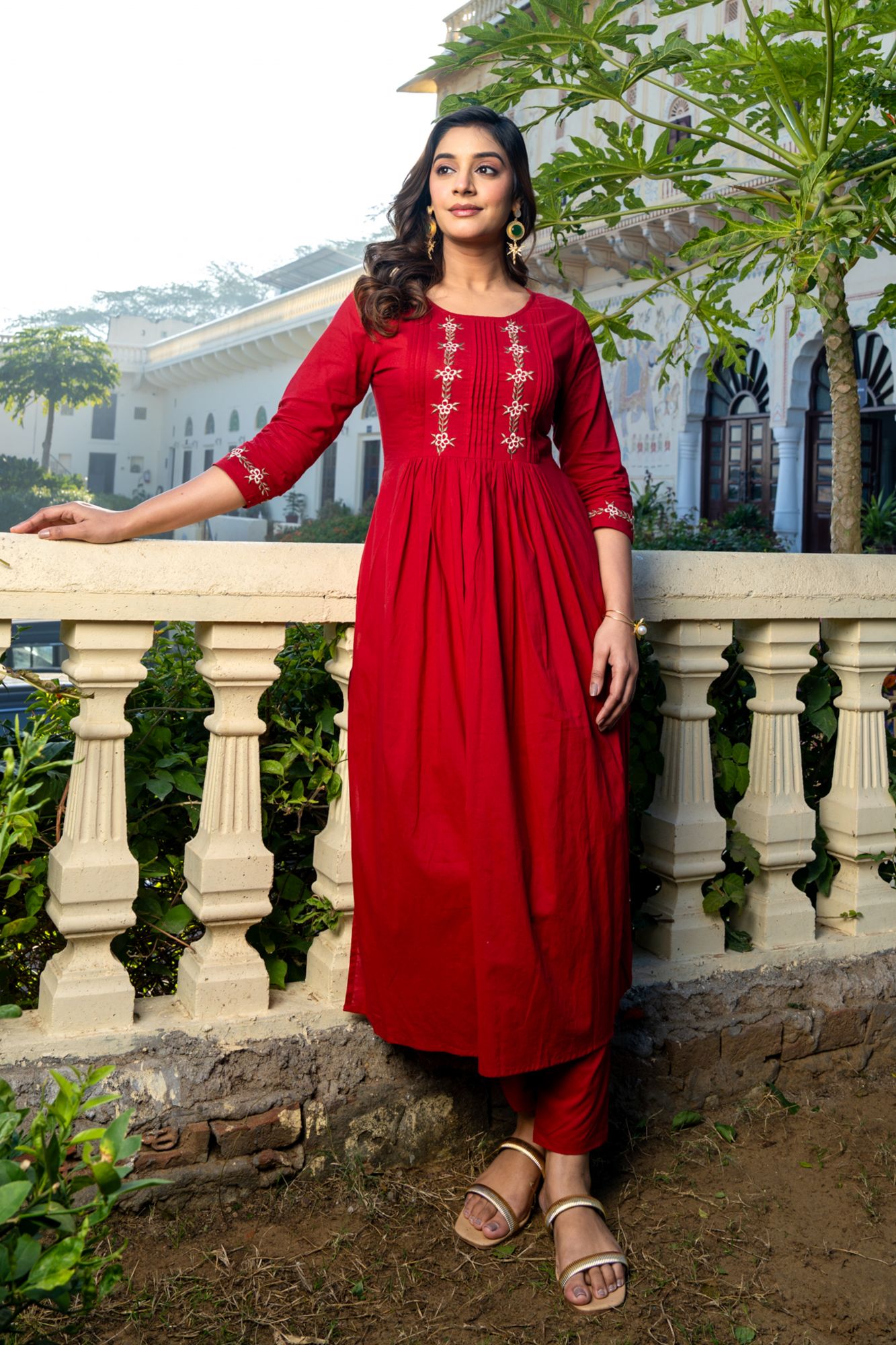 RUBORA COTTON EMBROIDERY KURTA SET