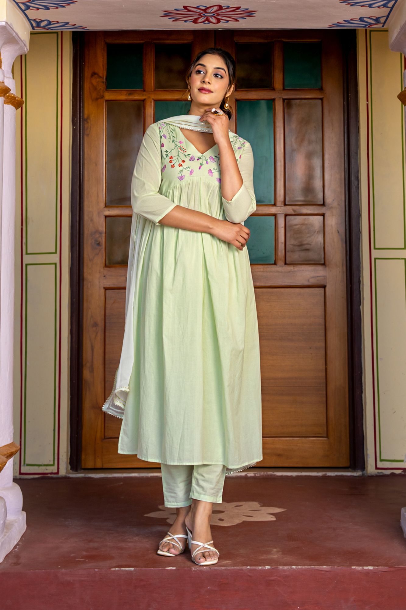 OLIVIA COTTON EMBROIDERY KURTA SET