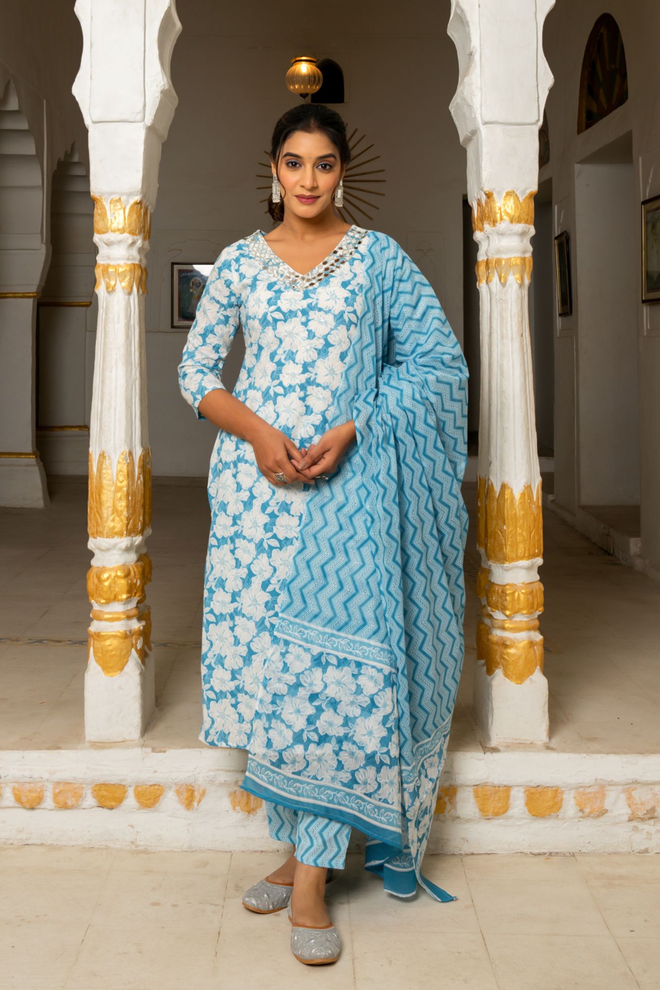 TARINI EMBROIDERY COTTON KURTA SET